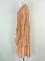Marisfrolg Taupe Embroidered Lace Dress with Silk Slip - AU8/10