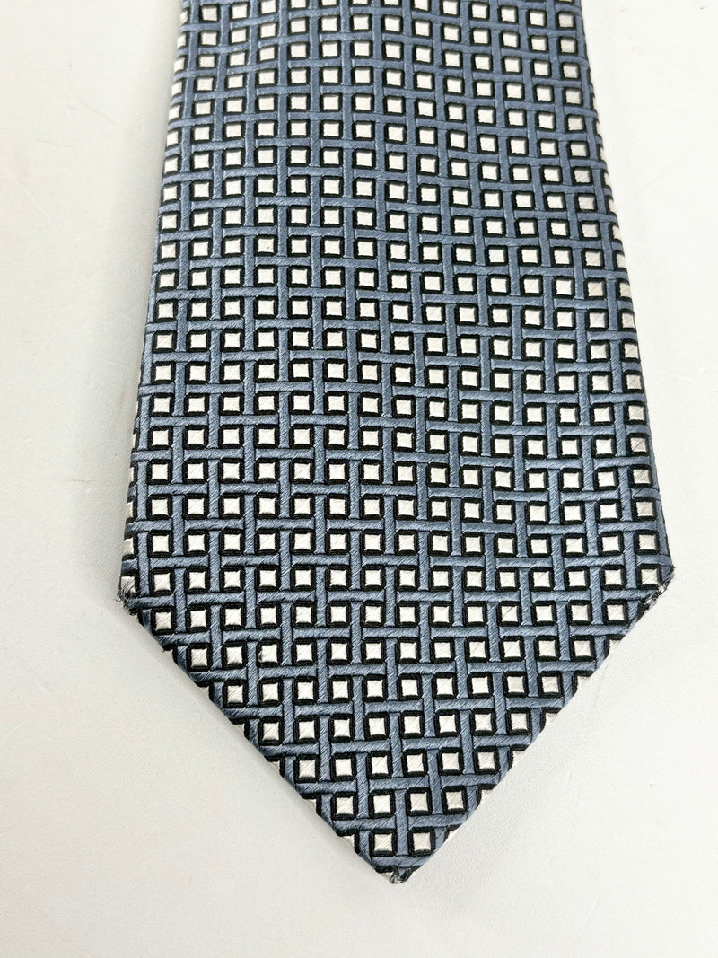 Boss Hugo Boss Periwinkle & White Square Patterned Silk Tie