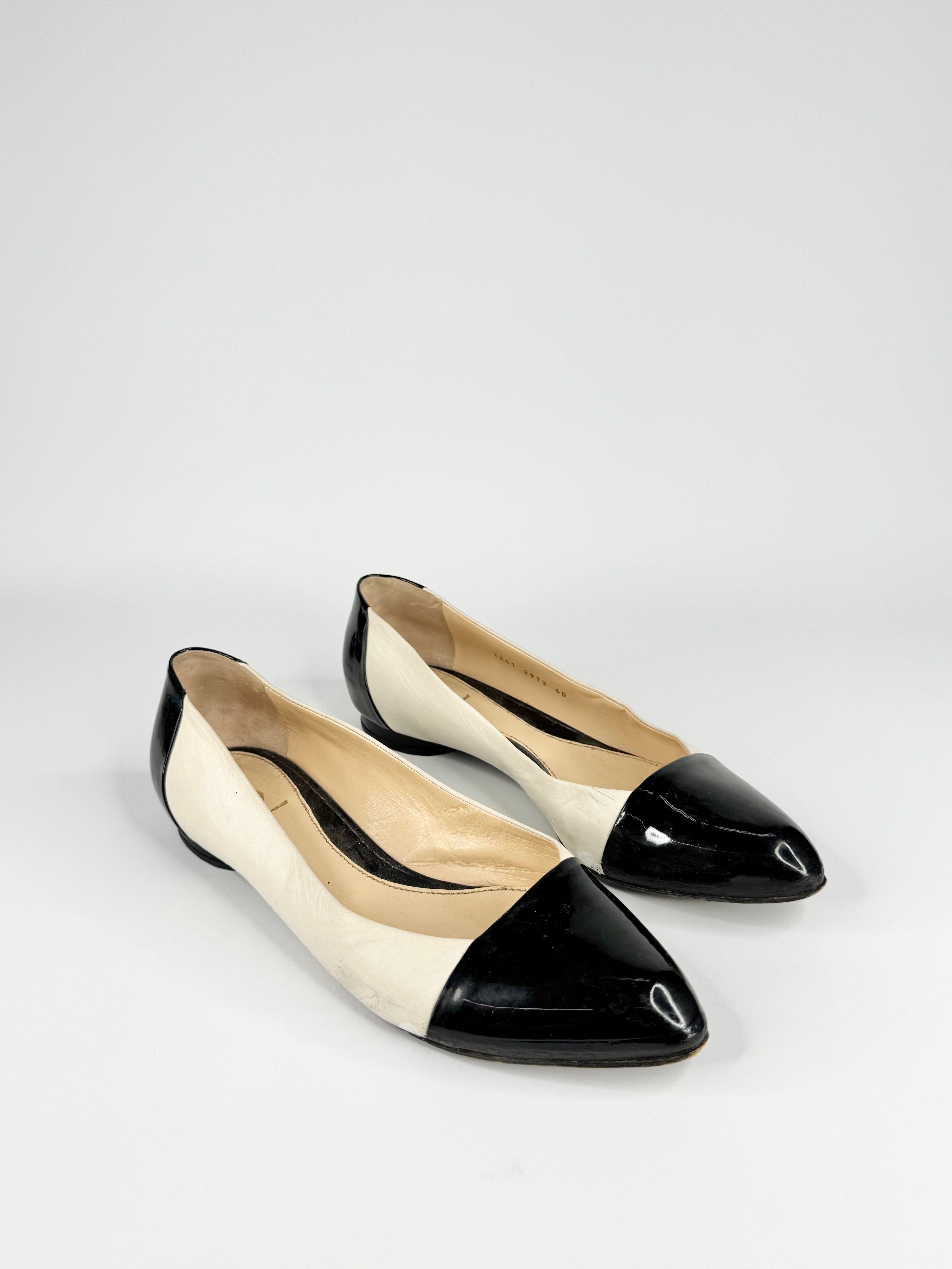 Vintages YSL Two Tone Cap Toe Ballet Flats - EU40