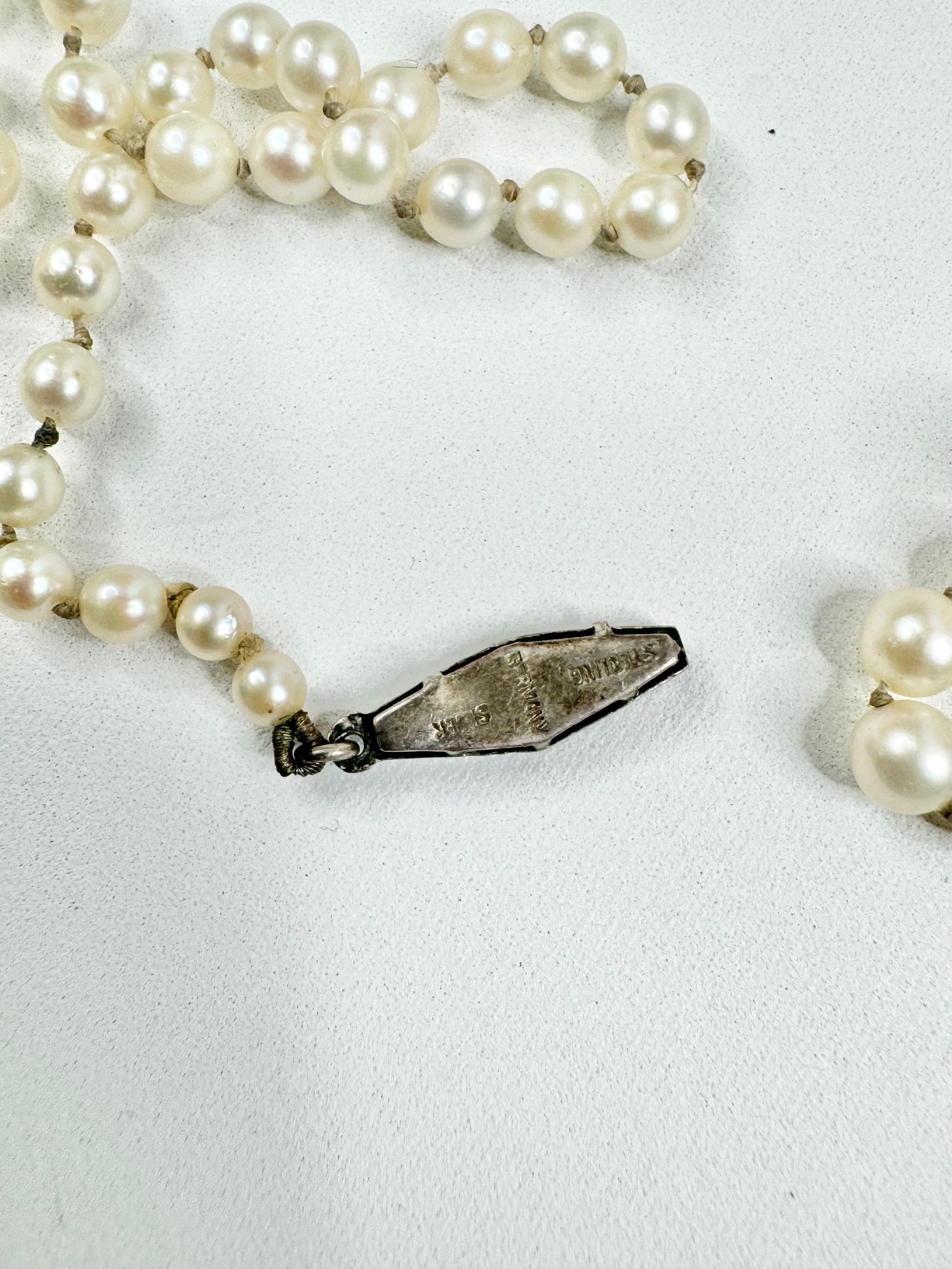 Vintage Silver Art Deco & Freshwater Pearl Necklace - as is