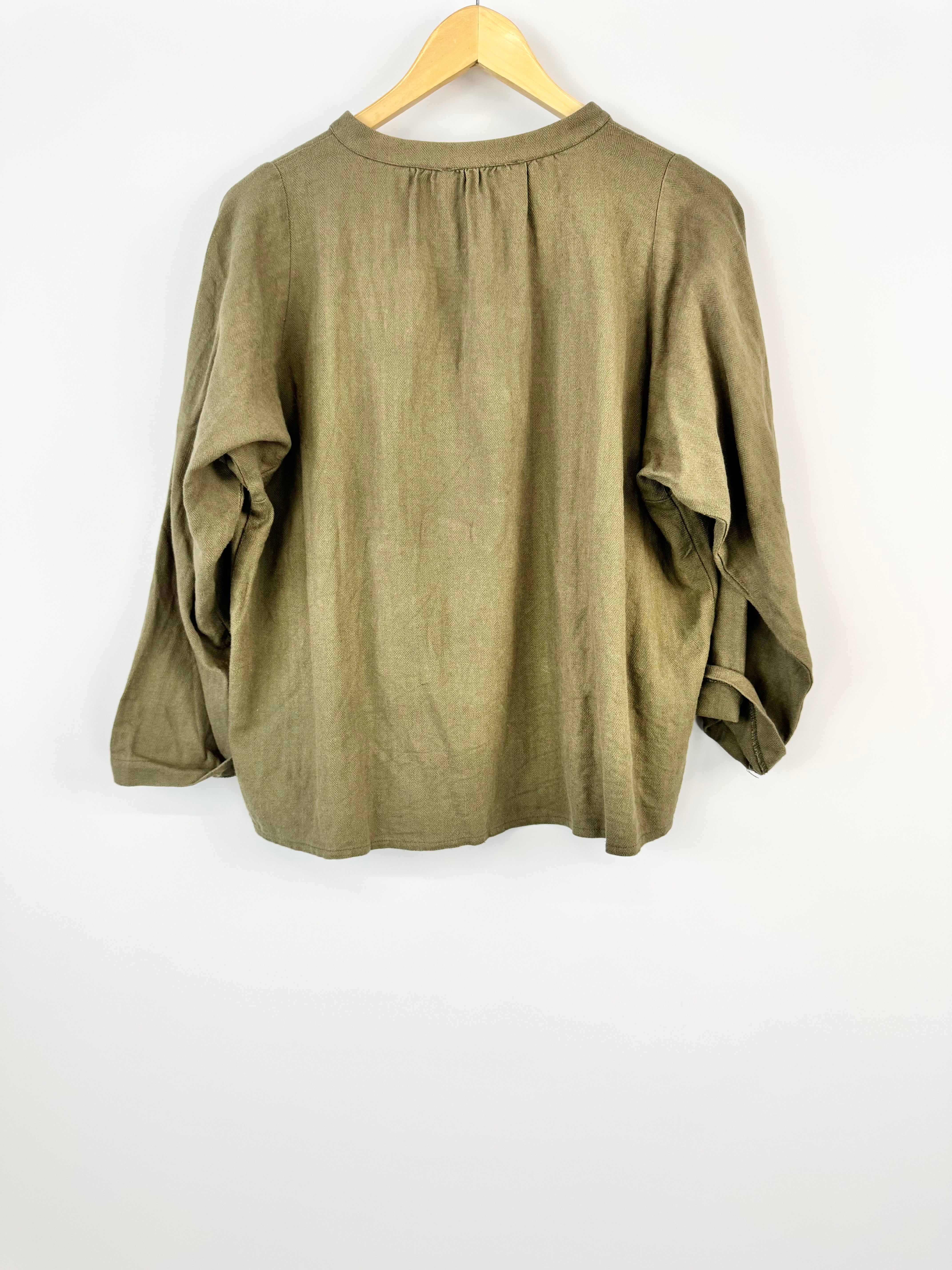 Dot&Herbey Oak Green Herringbone Blouse - AU12