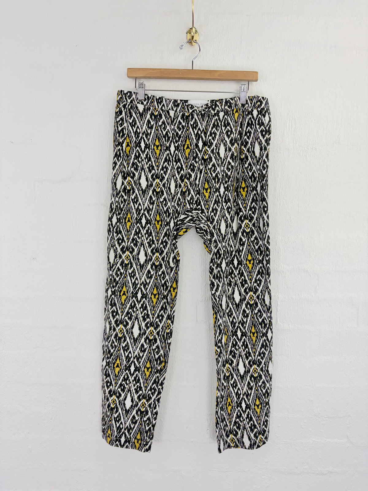 Patrizia Pepe Black, White & Gold Patterned Linen Slacks - AU10