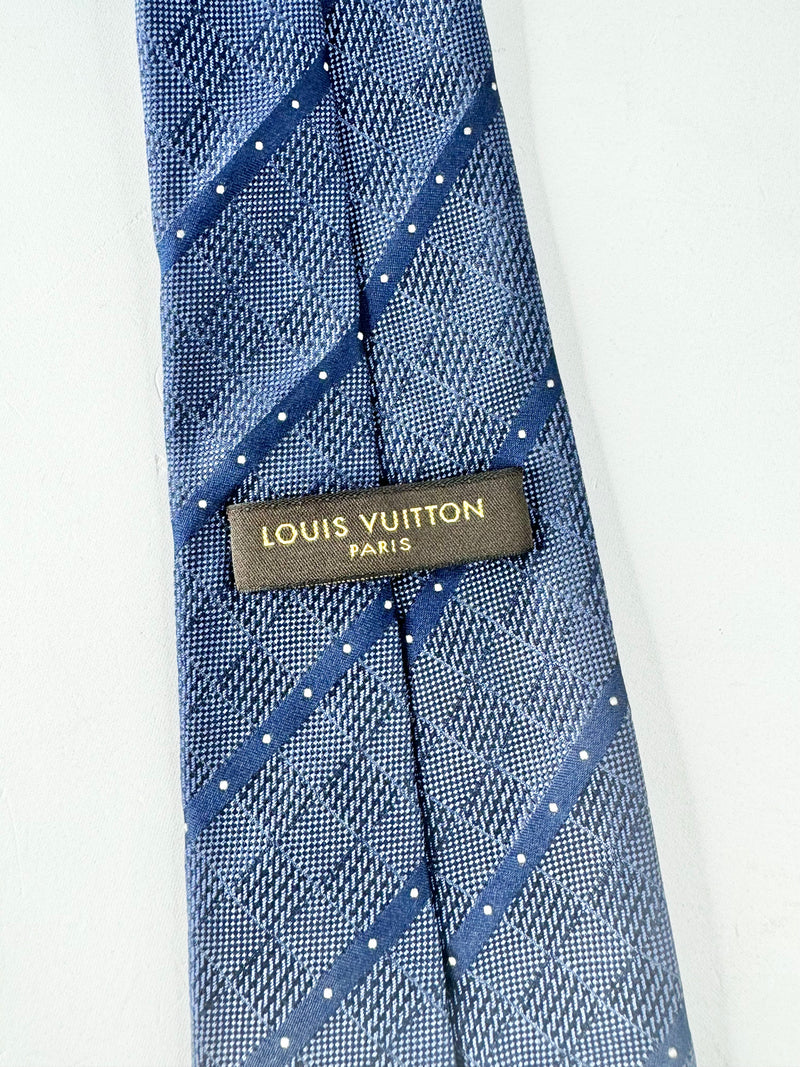 Louis Vuitton Blue Diamond Patterned Silk Tie