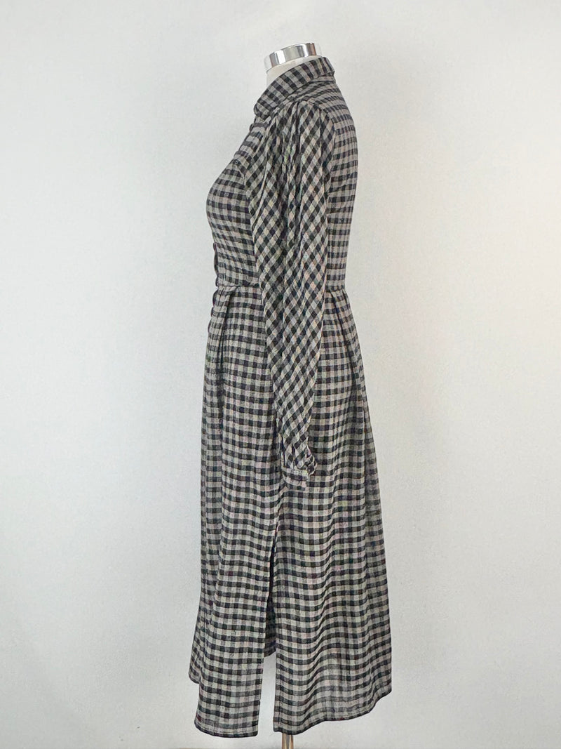 Ivano Boni Black & White Checked Long-Sleeve Dress - AU12
