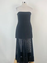 Dion Lee Black Mesh-Pleat Strapless Dress - AU14