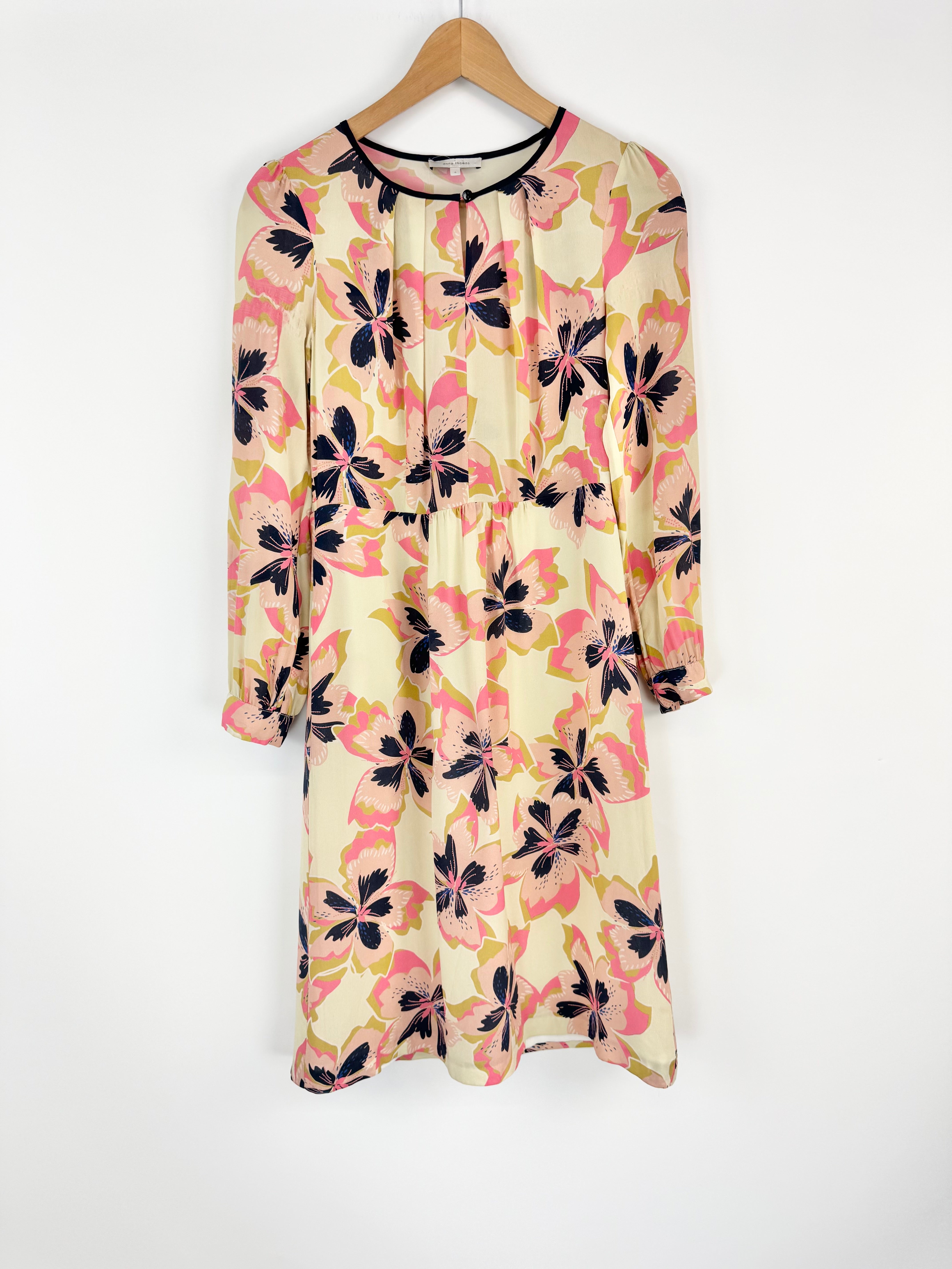 Anna Thomas Long Sleeve Floral Patterned Silk Dress - AU6