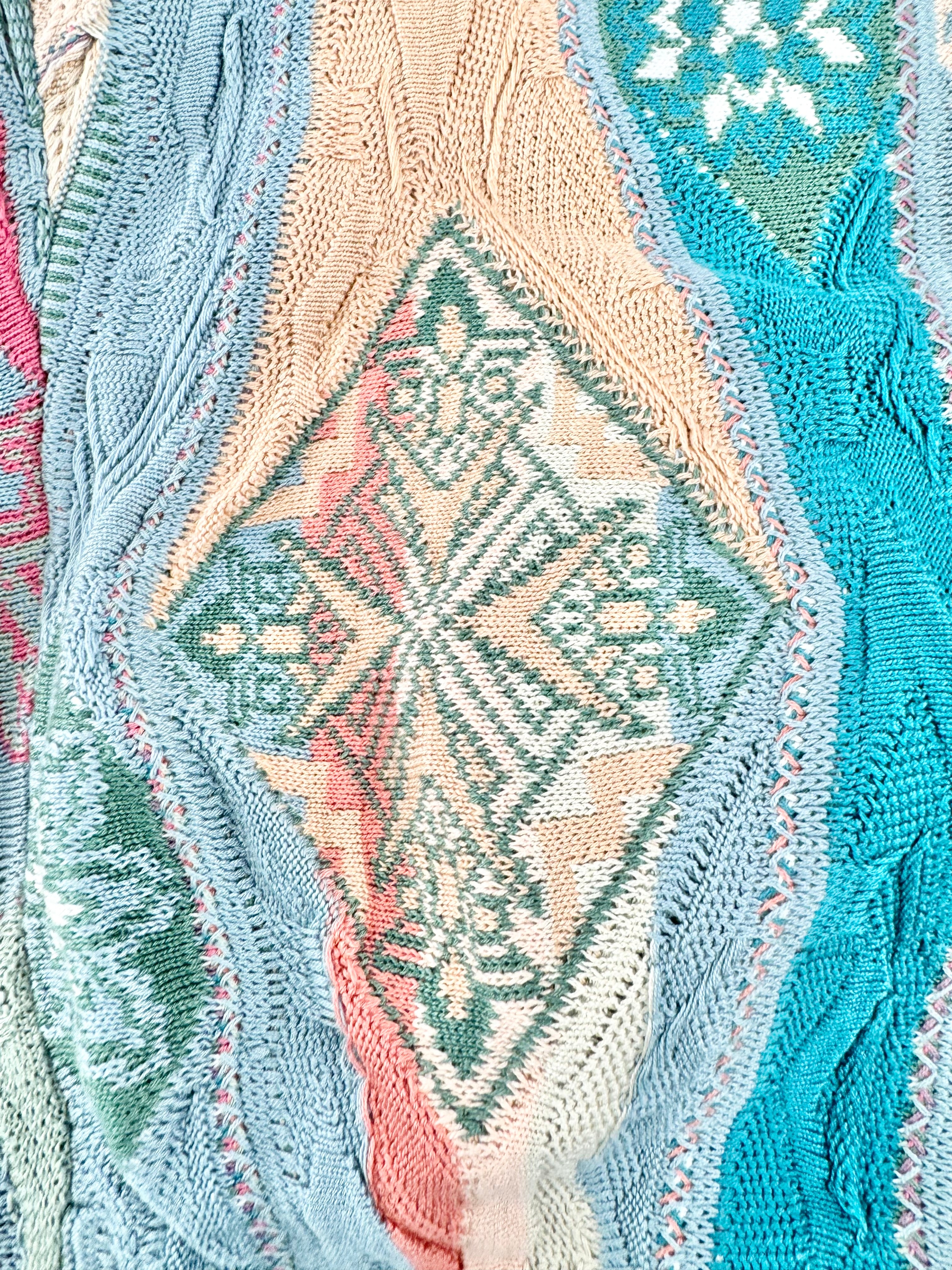 Vintage Coogi Blue Half Length 3D Sweater - S/M