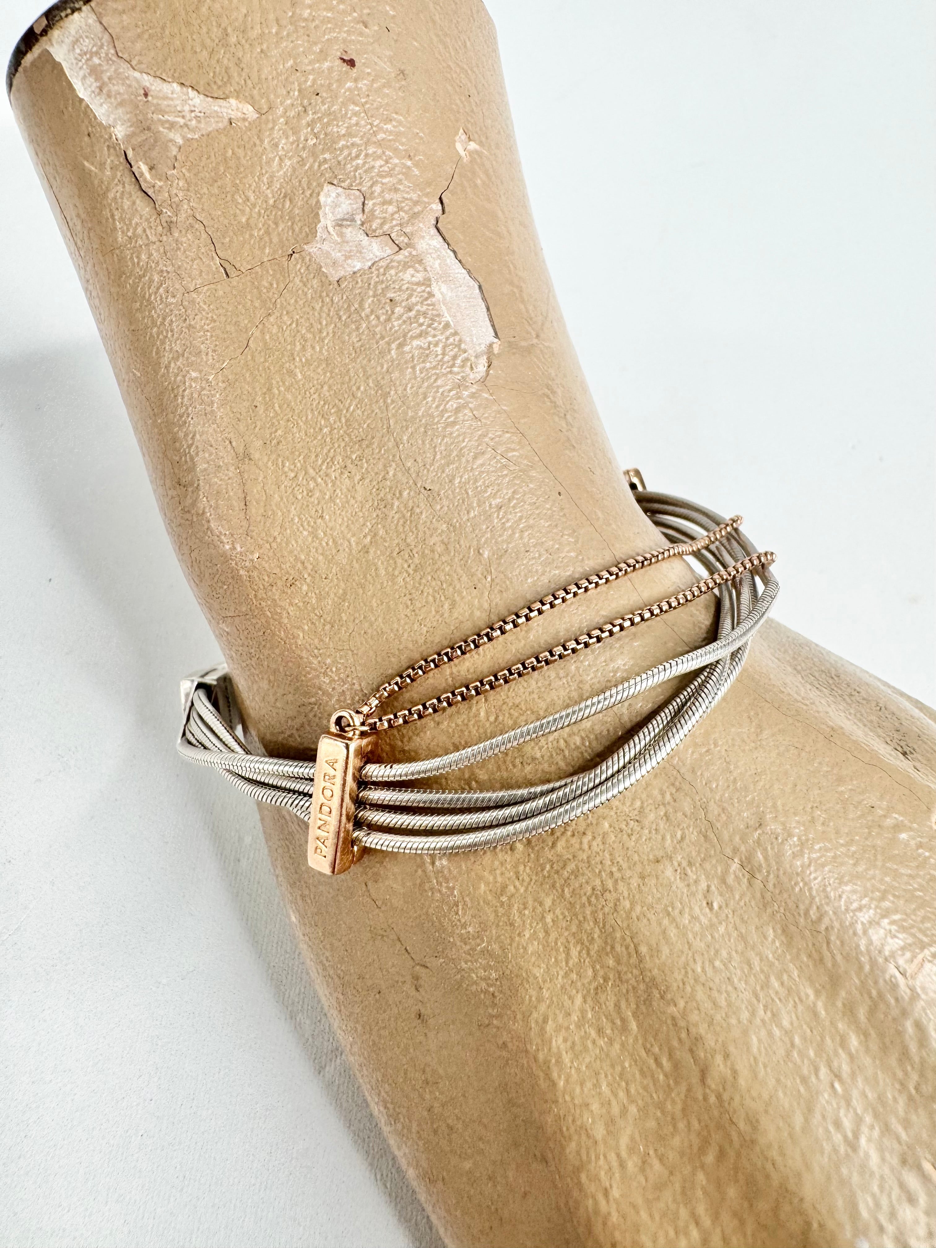 Pandora Moments Multi Sake Chain Bracelet with Rose Gold Plated Sliders