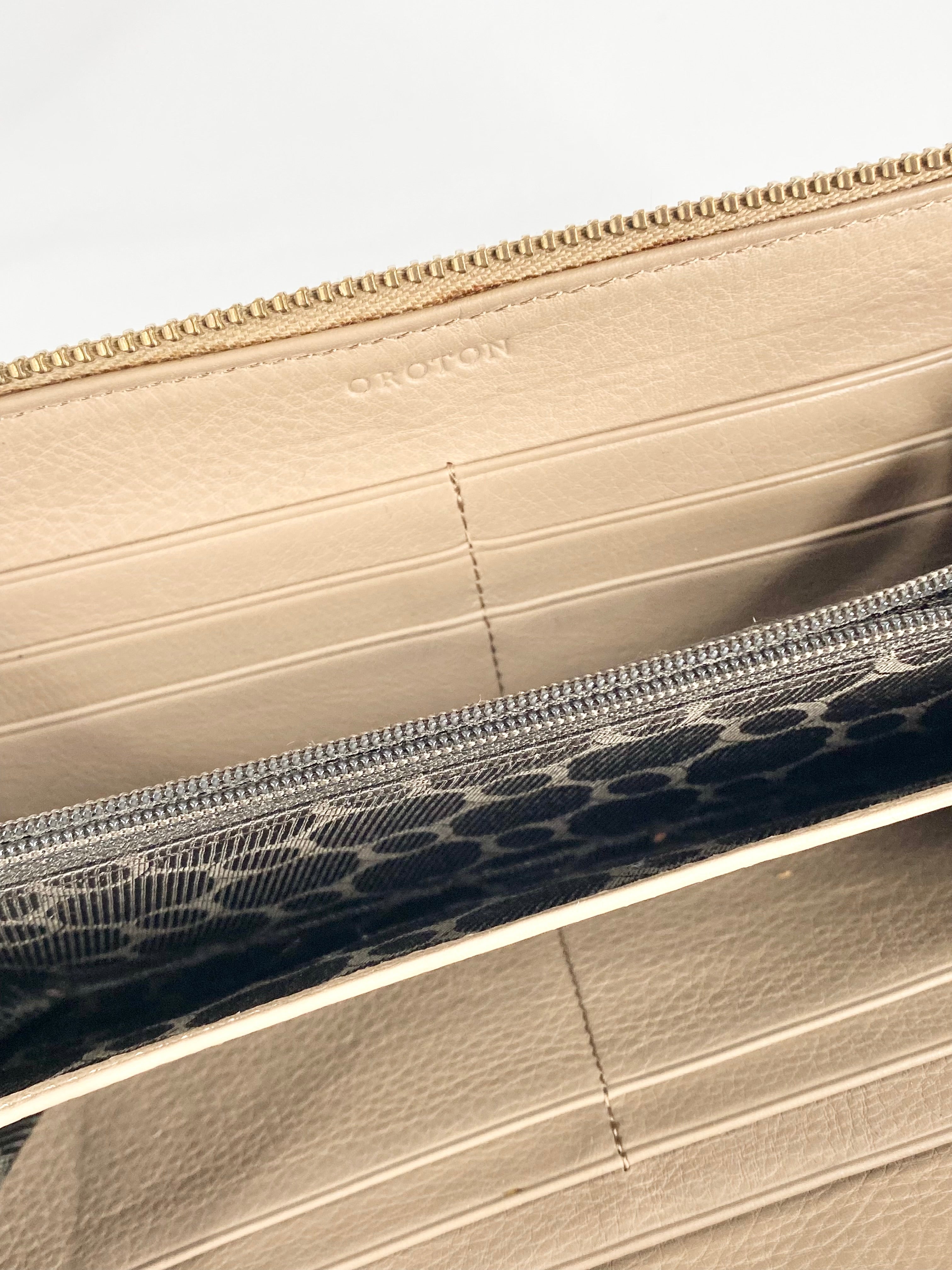 Oroton Soft Beige Monogram Wallet