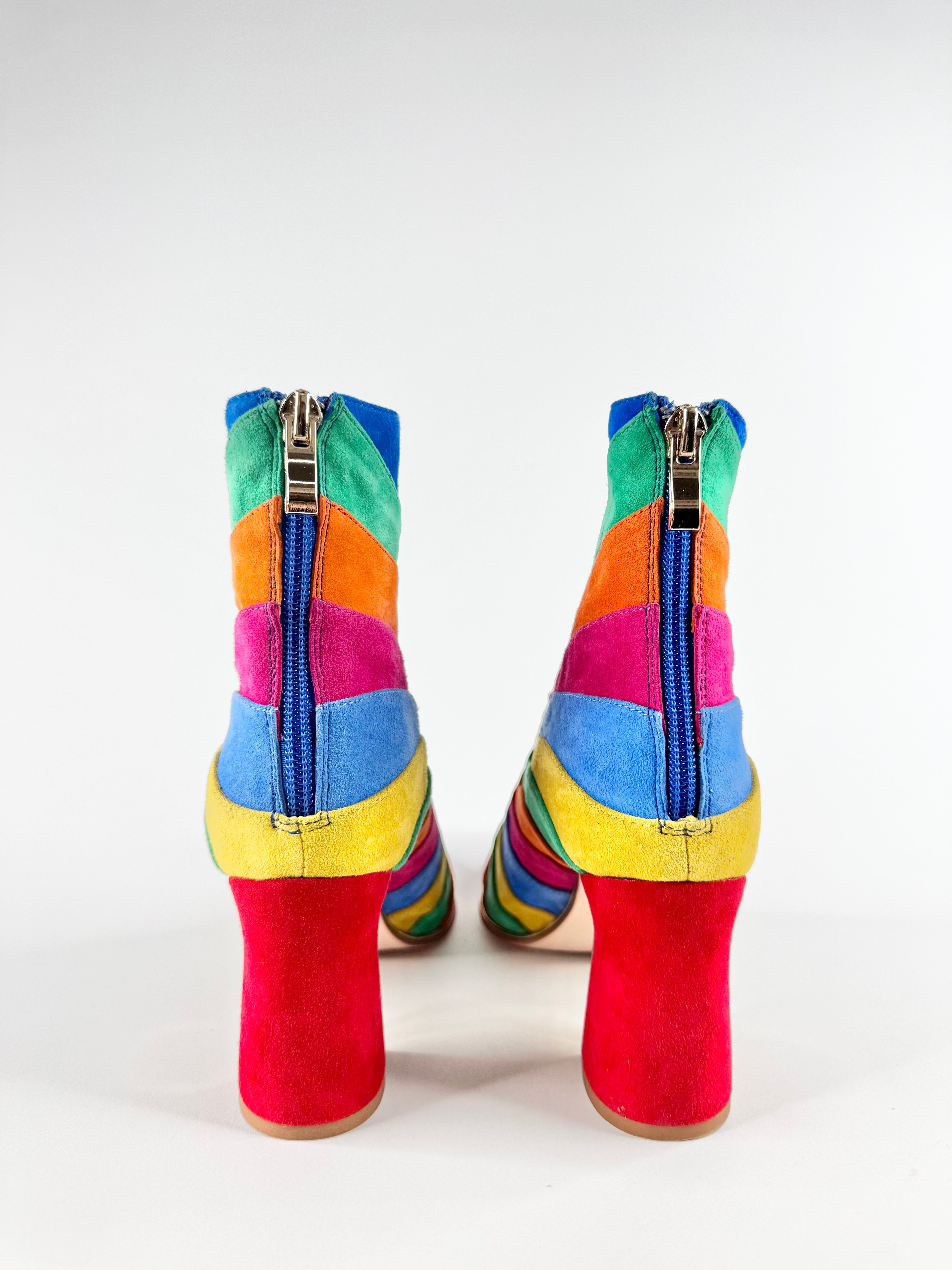 Django & Juliette 'Kattat' Bright Multi Suede Ankle Boots - EU36