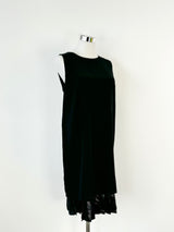 SportMax Black Metallic Pleat Trim Dress - AU10