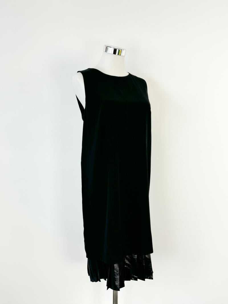 SportMax Black Metallic Pleat Trim Dress - AU10