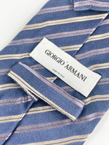 Giorgio Armani Navy Blue Silk Striped Tie