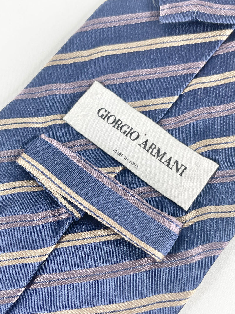 Giorgio Armani Navy Blue Silk Striped Tie