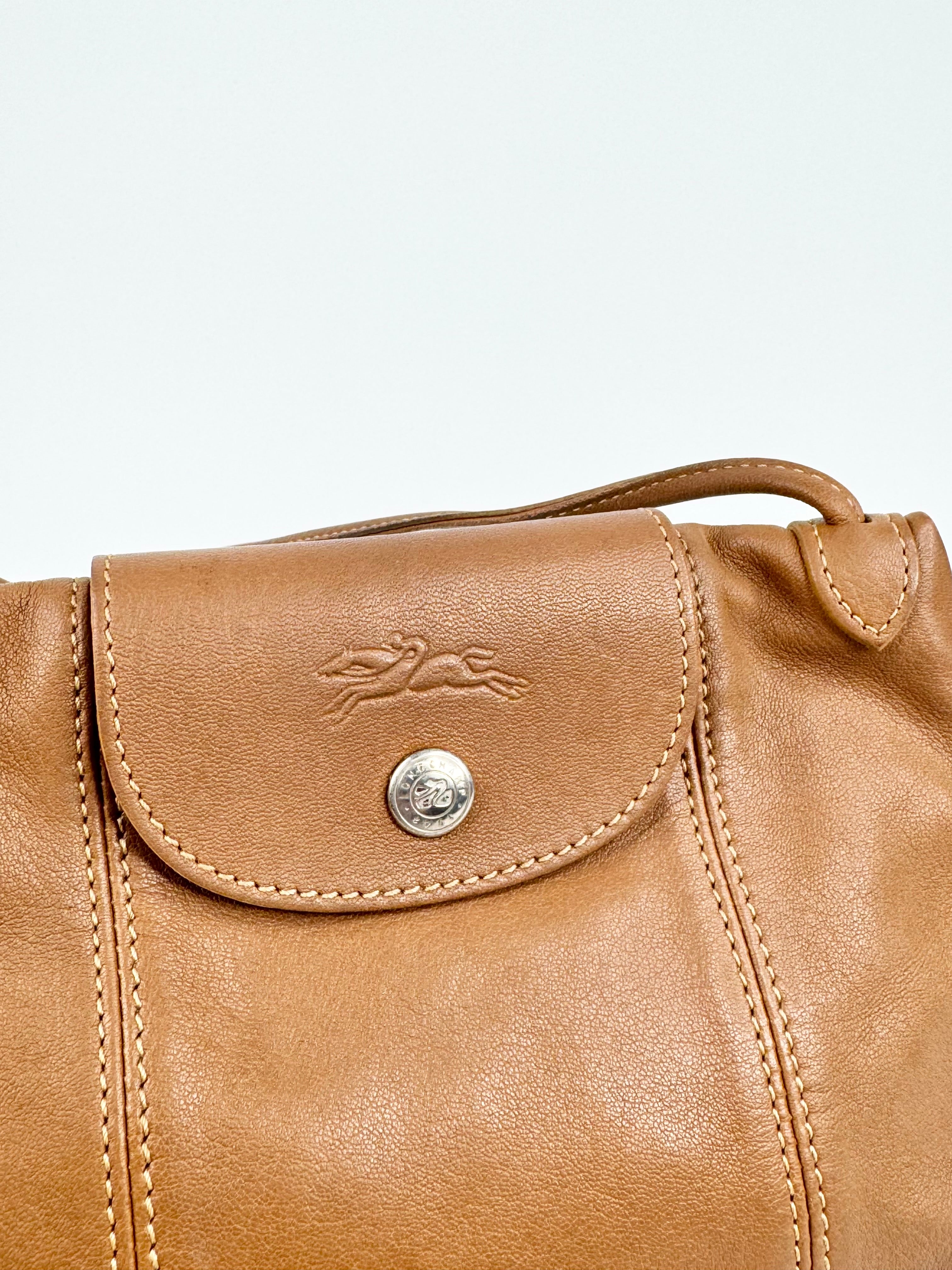 Longchamp Le Cuir Mini Tan Leather Cross Body Bag