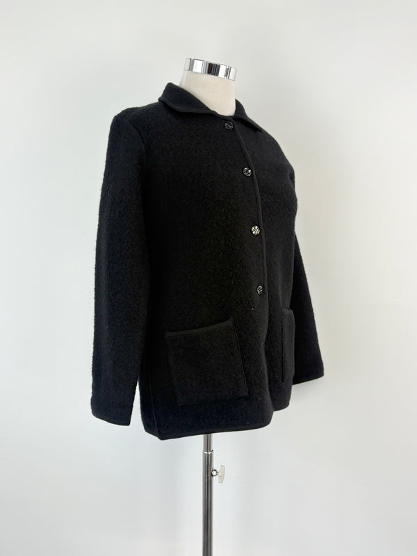Notting Hill Black Wool Button-Up Coat - AU10/12