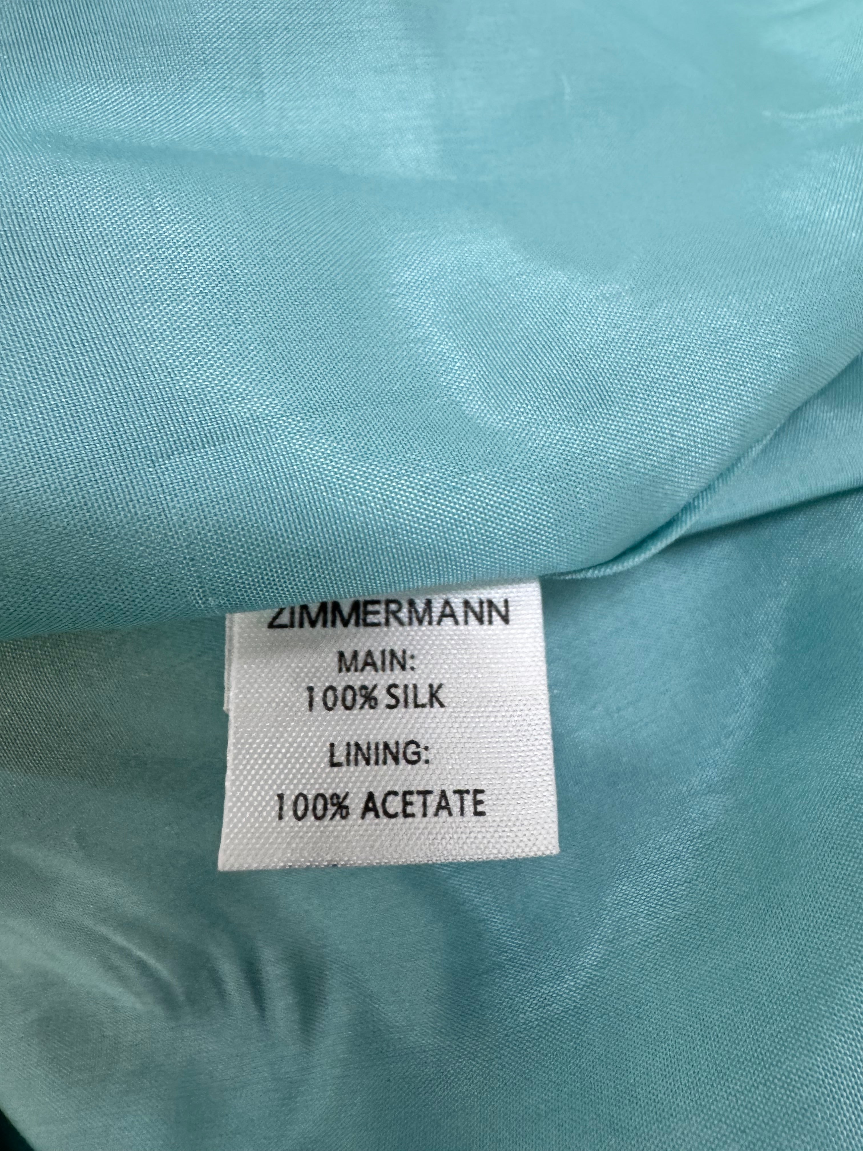 Zimmermann Aqua Off Shoulder Grecian Silk Mini Dress - AU8/10