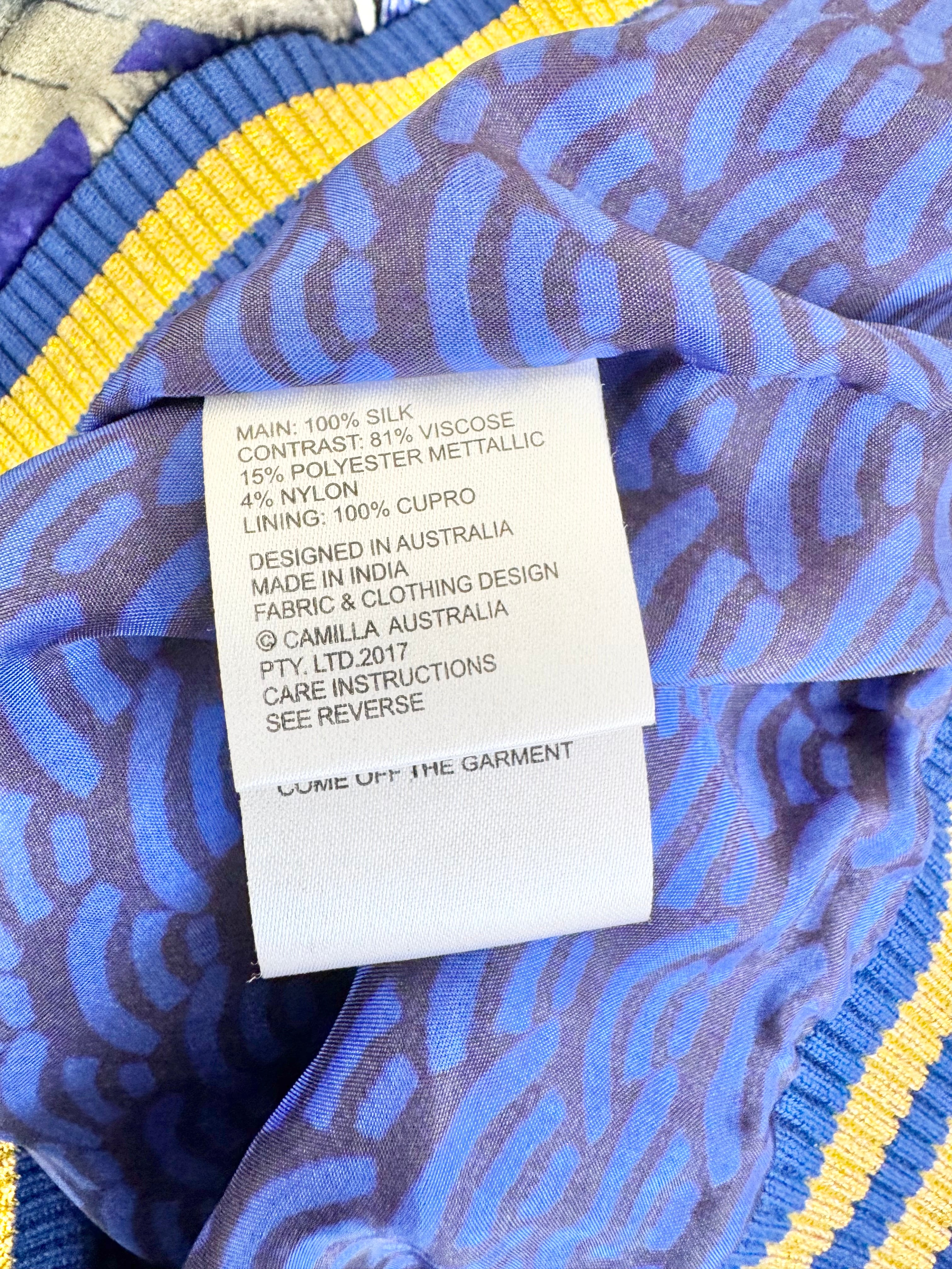 Camilla Blue 'Saturn Sister' Silk Bomber Jacket - AU10/12