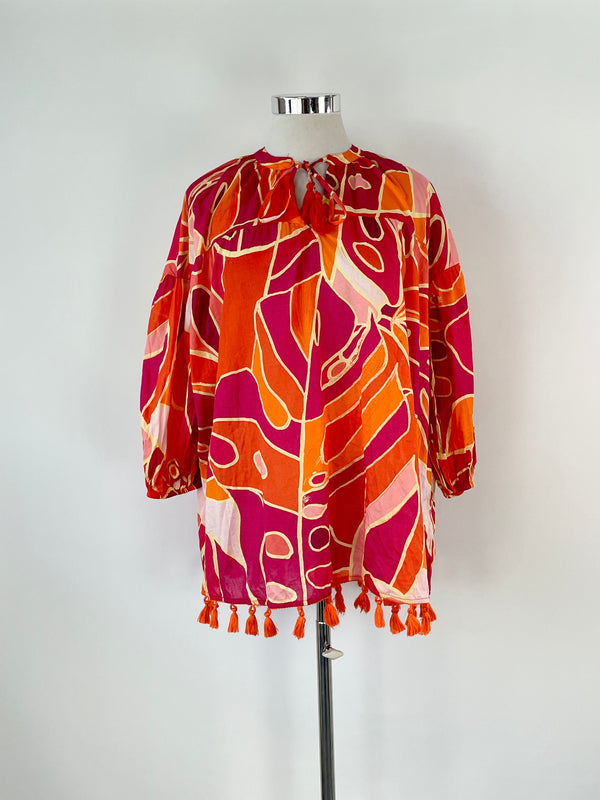 Christian Siriano Magenta & Orange Oversized Blouse - AU10/12