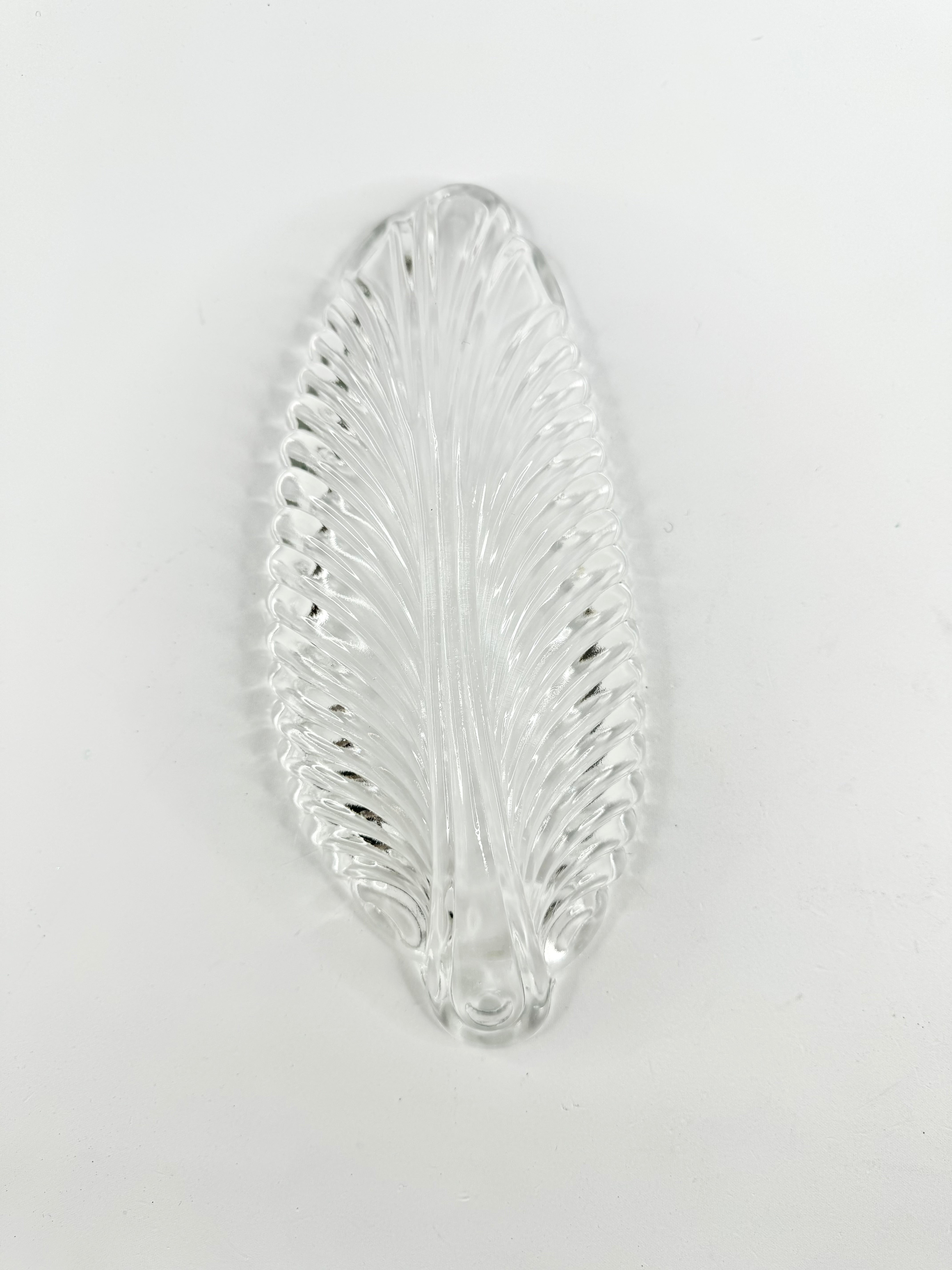 Vintage Leaf Shaped Glass Dish