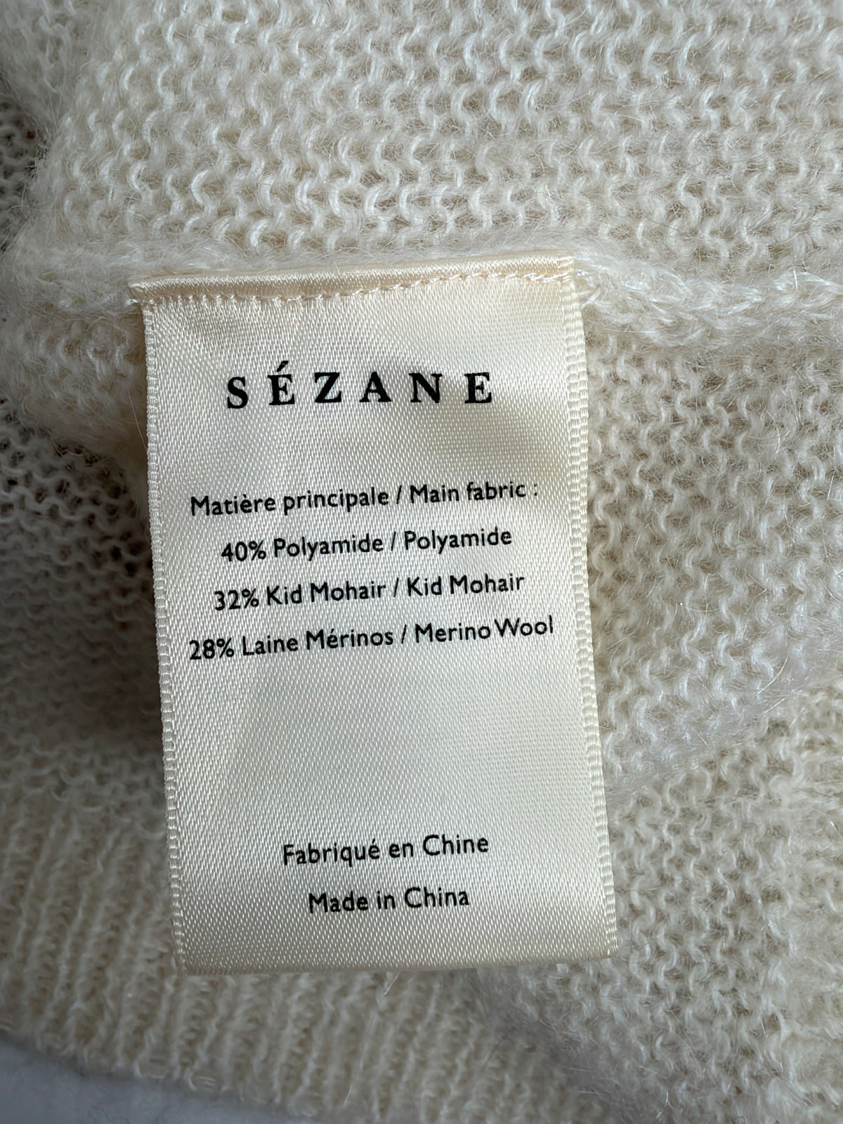 Sézane Vintage Style White Lace Merino & Mohair Blend Cardigan - AU8/10