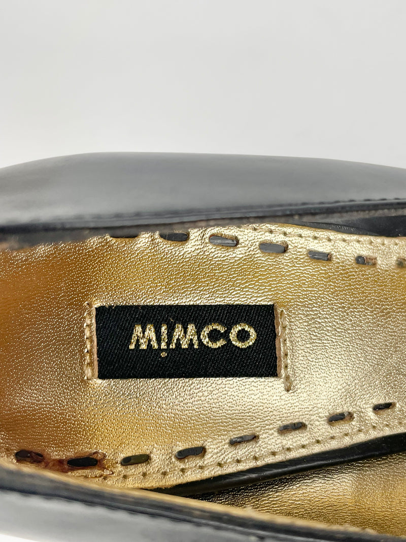 Mimco Black Leather 'Sinatra' Wedge - EU36