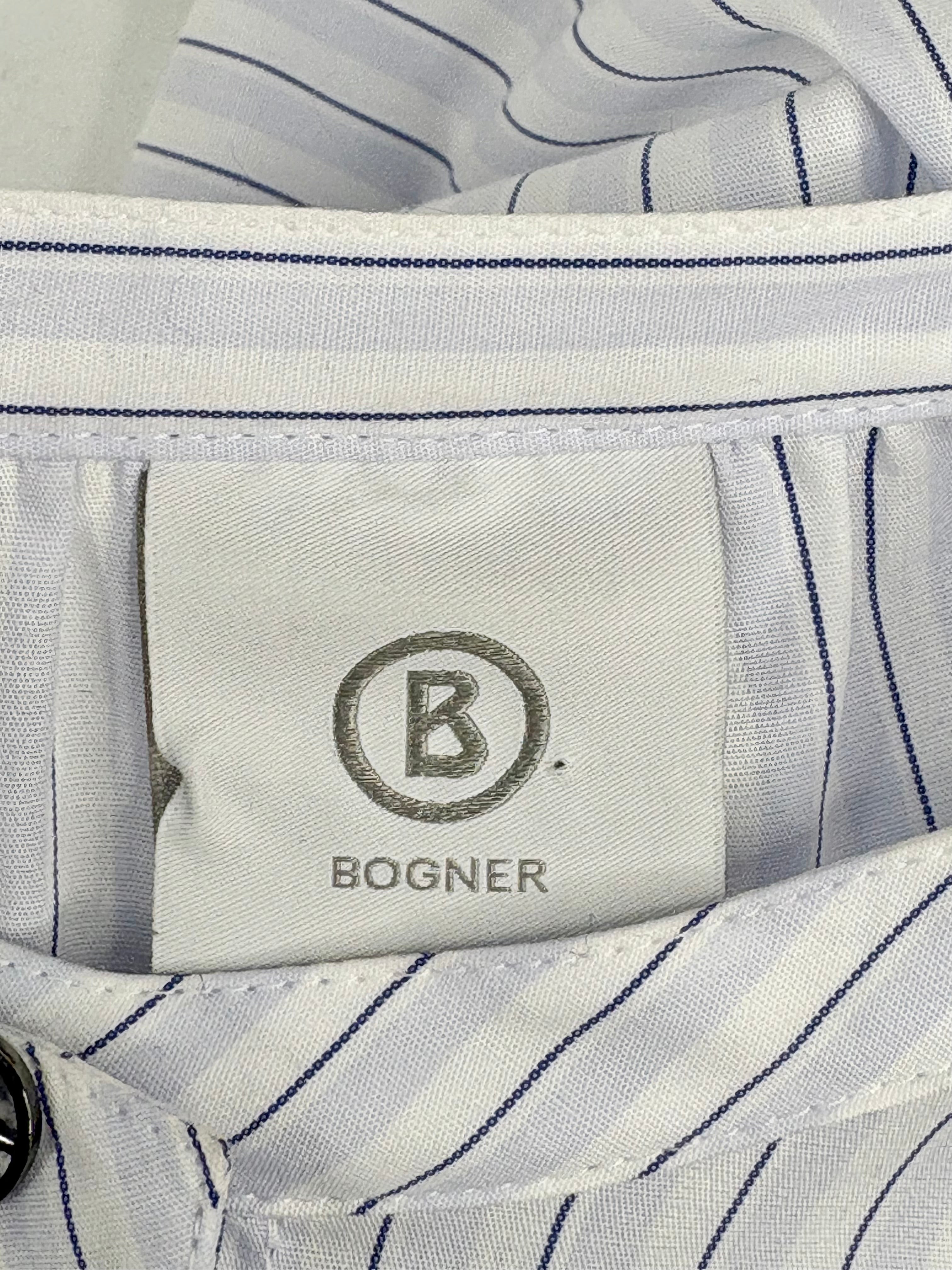 Bogner Blue & White Striped Cotton Blouse - AU12/14