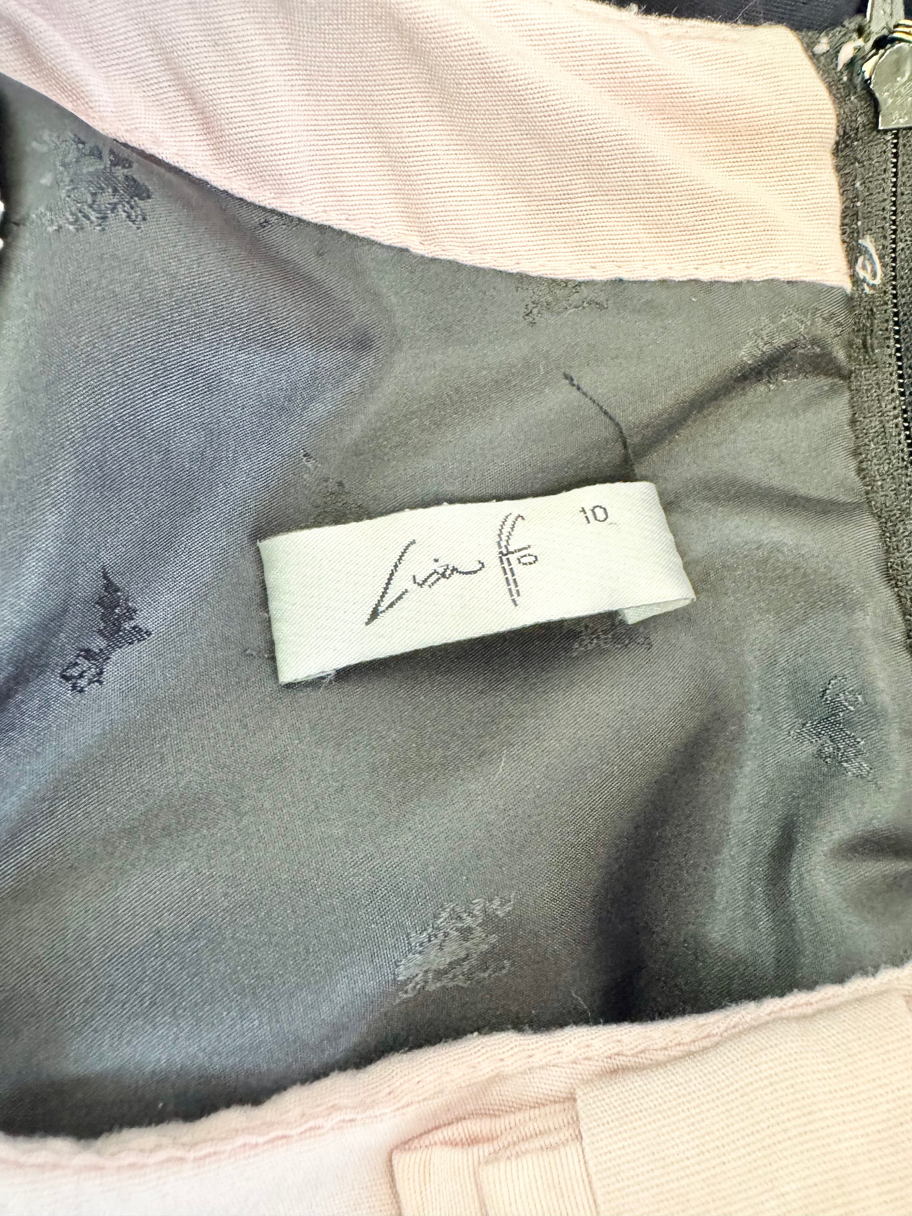 Vintage Lisa Ho Midnight Blue & Pink Trim Mini Dress - AU10