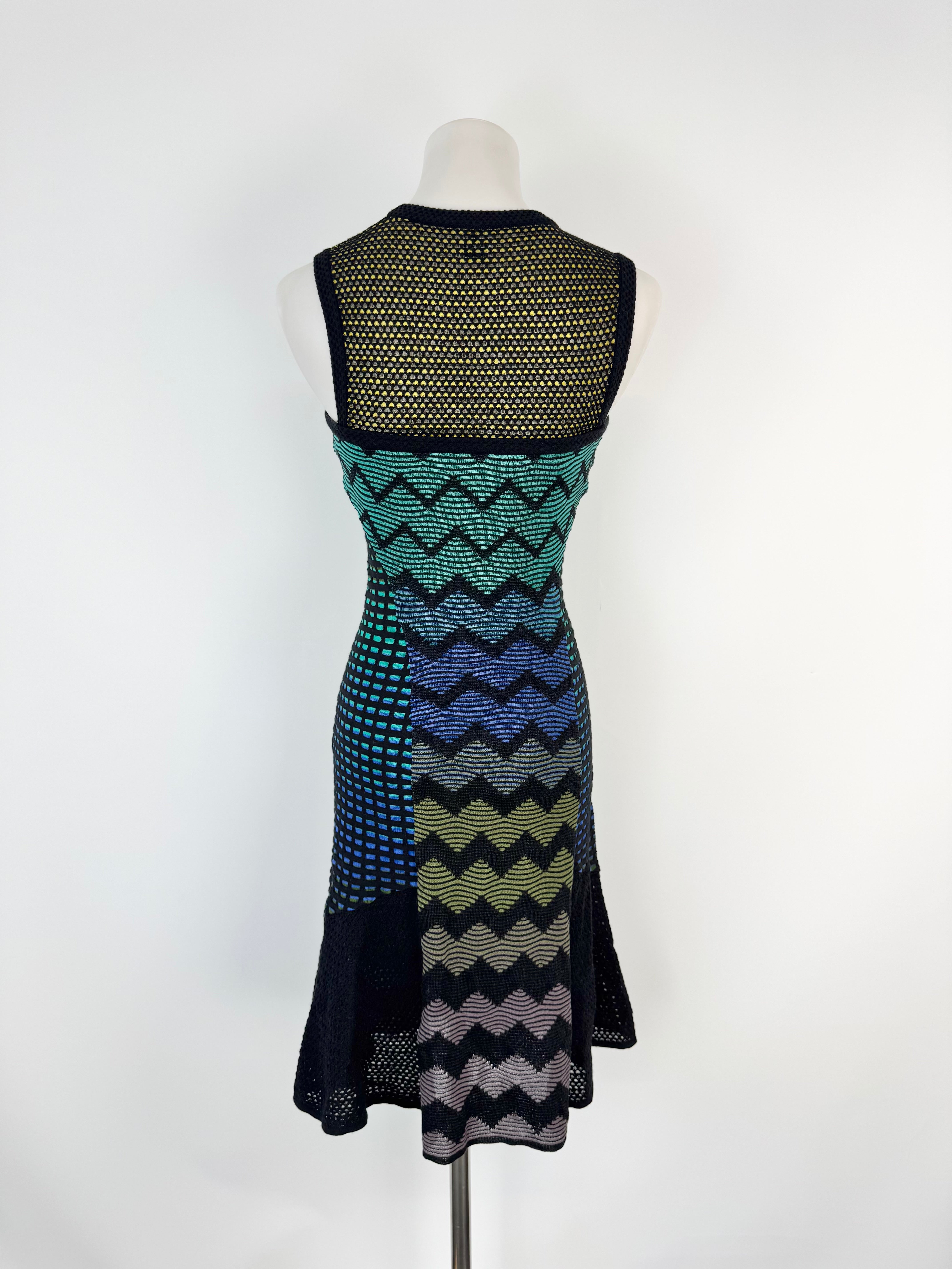 M Missoni Blue, Green & Yellow Jewel Toned Textured A-Line Dress - AU6/8