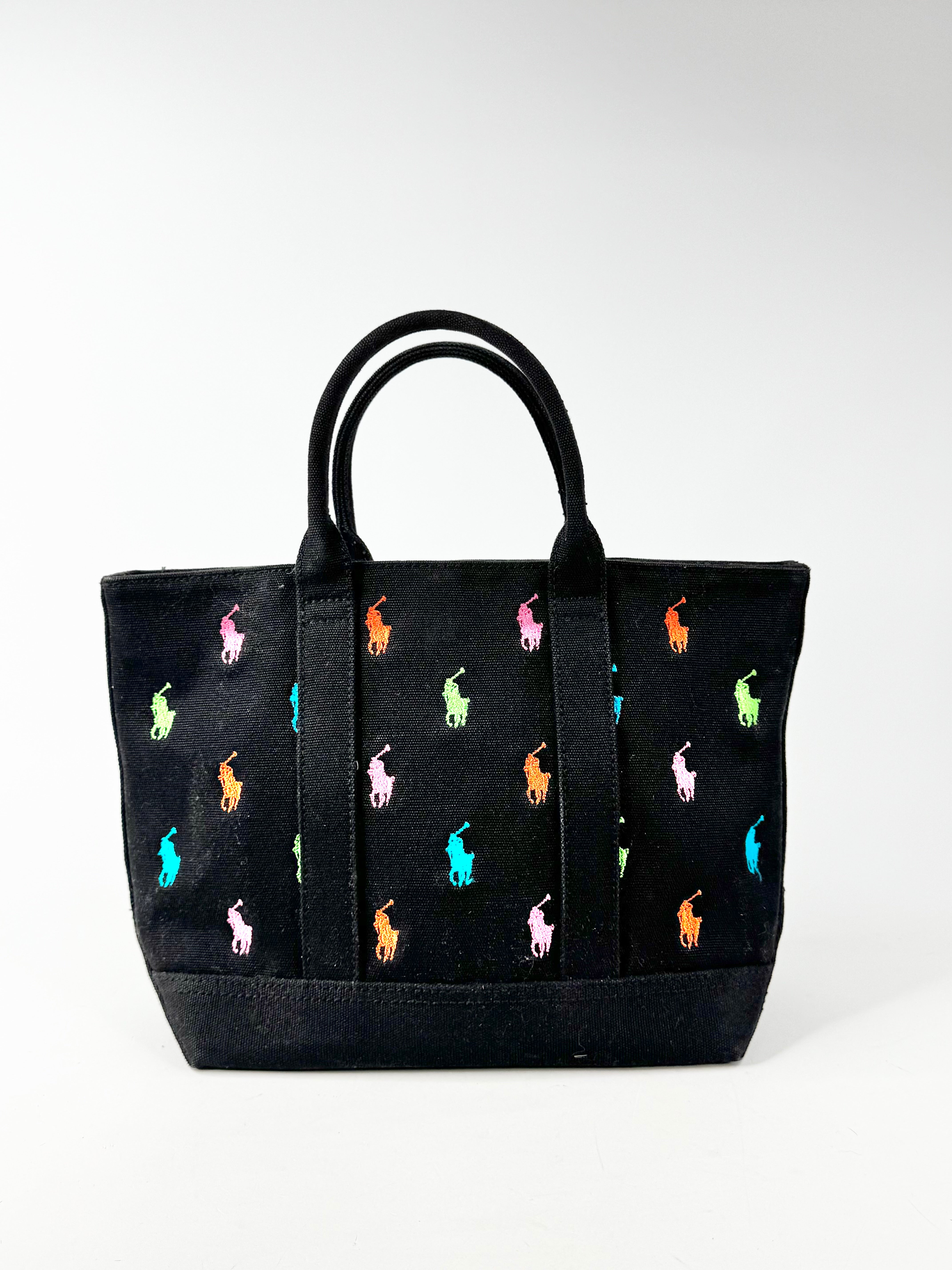 Polo Ralph Lauren Black Cotton Mini Tote Bag