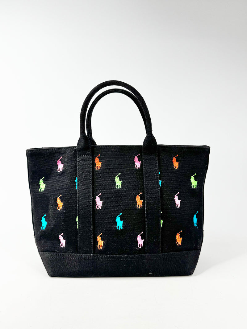 Polo Ralph Lauren Black Cotton Mini Tote Bag