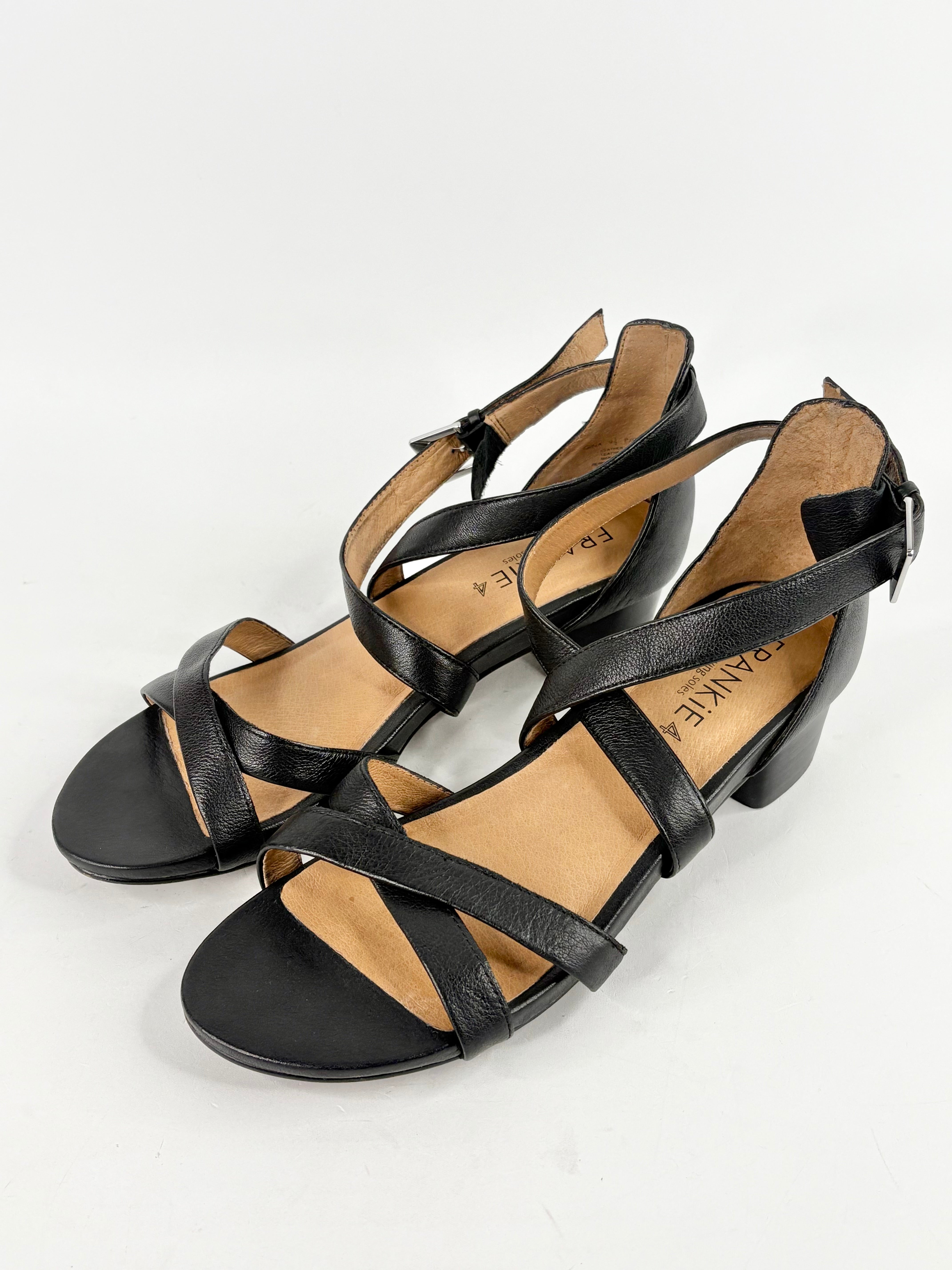 Frankie4 Black Leather Sandals - EU41