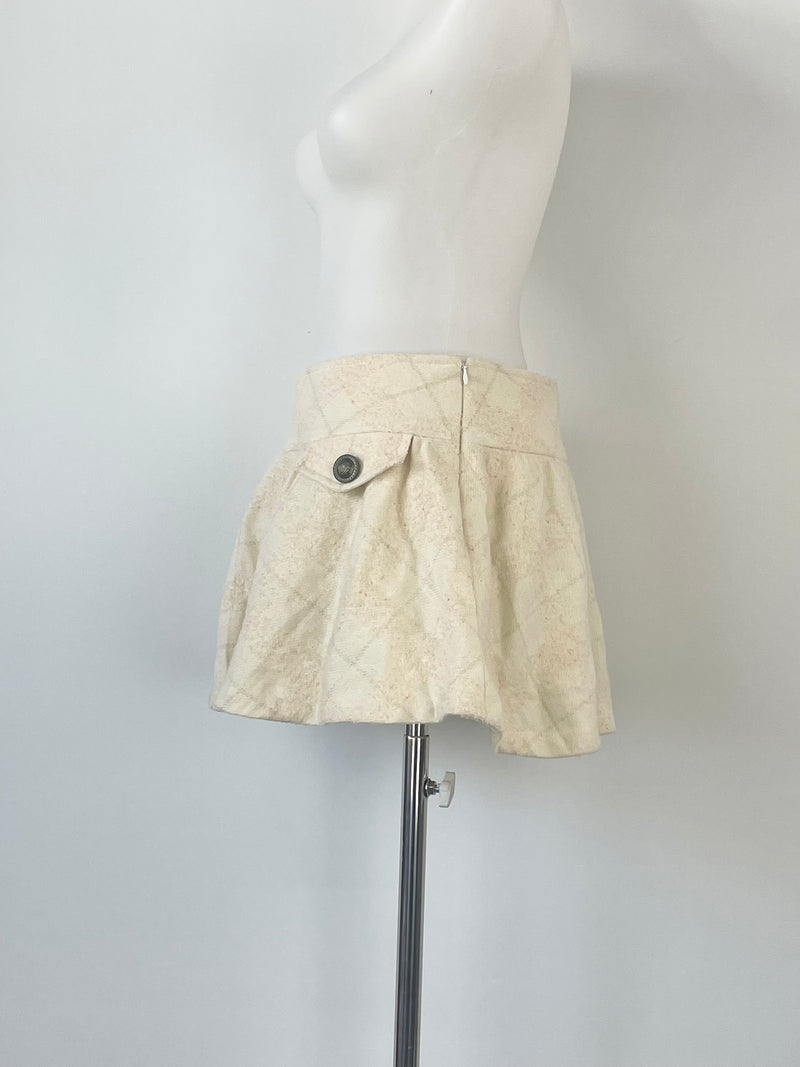 Liz Lisa Cream Wool-Blend Speckled Mini Skirt - AU6/8