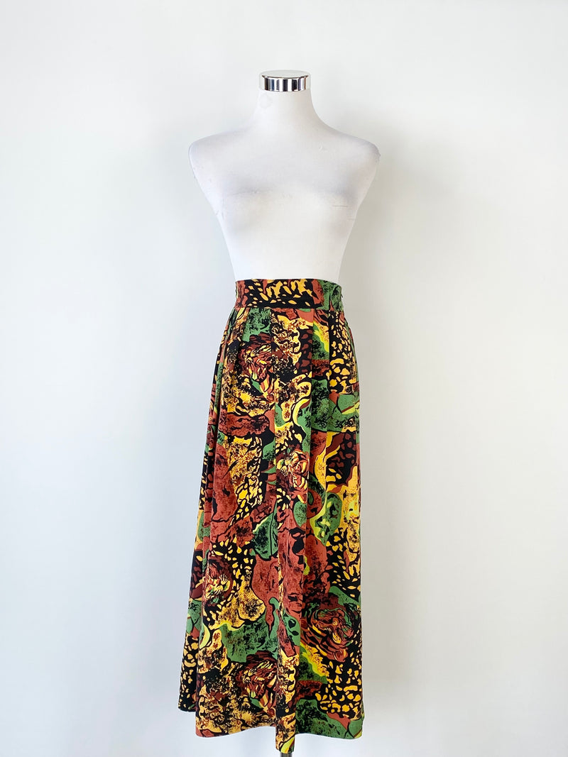 Vintage 80s Leesa Fashions Cheetah Pattern Midi Skirt - AU10