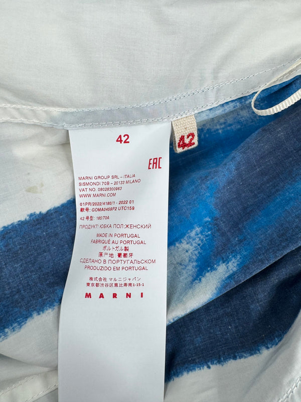 Marni 'Dripping Daisy' Balloon Royal Blue & White Skirt - AU10