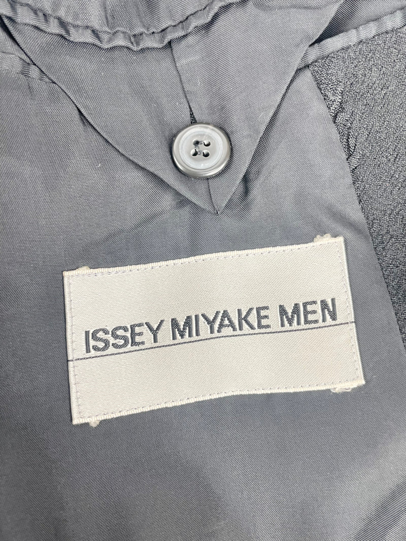 Issey Miyake Vintage 90s Black Crepe Wool-Blend Blazer - XL