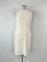 Joseph Ribkoff Off-White Quilted Pattern Midi Dress - AU12/14