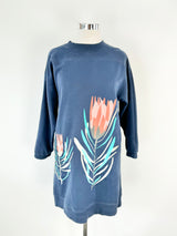 Dana Kinter x Gorman Navy Blue Botantical Embroidered Sweater Dress - AU14