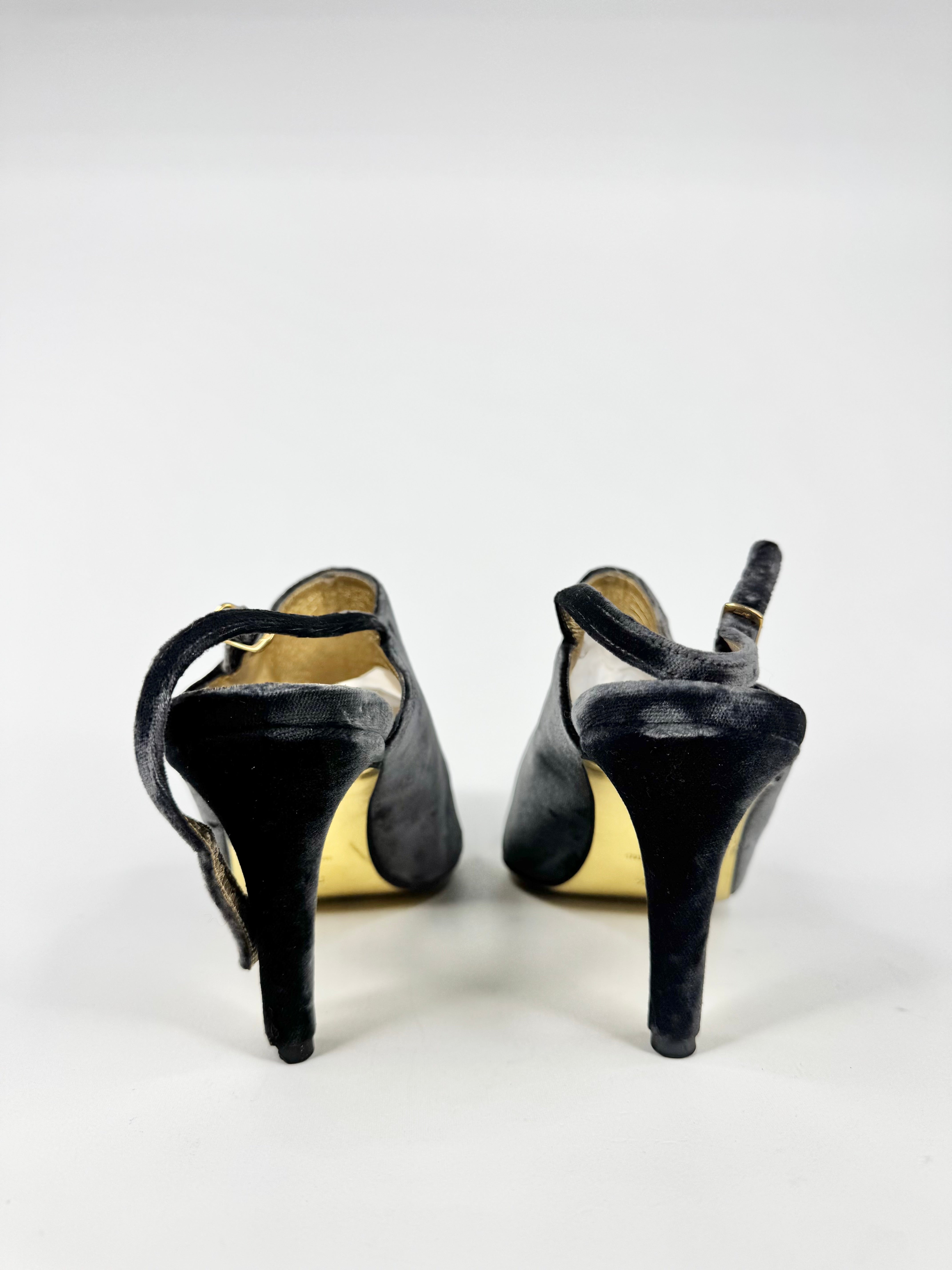 Walter Steiger Cloud Grey Velvet Stilettos - EU38.5