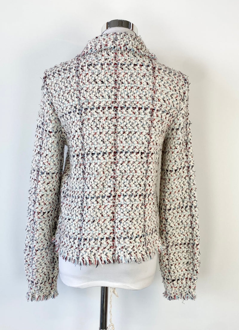 Marc Cain White Blue & Red Boucle Blazer - AU10