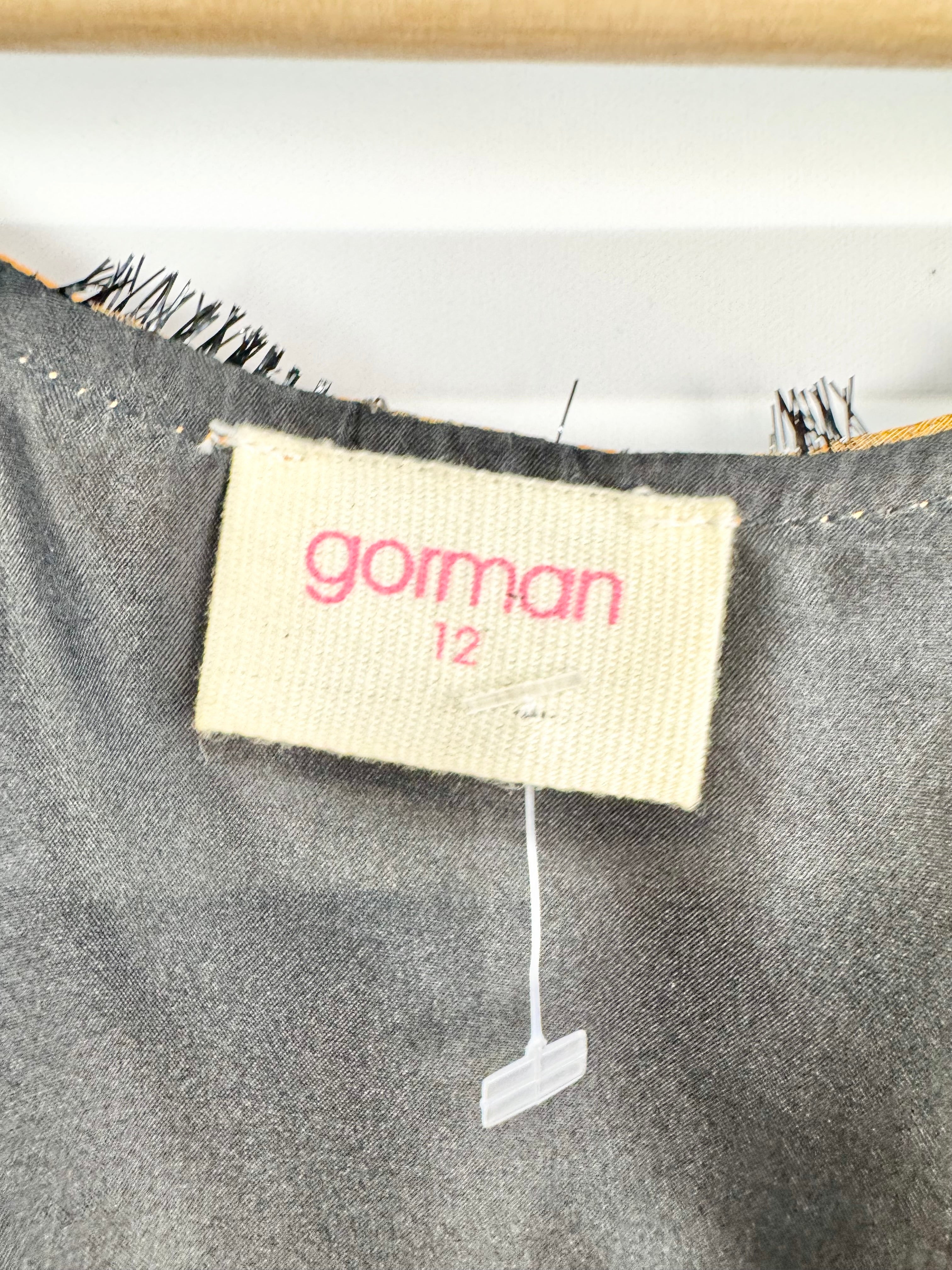 Gorman Antique Gold Metallic Silk Blend Shift Dress - AU12