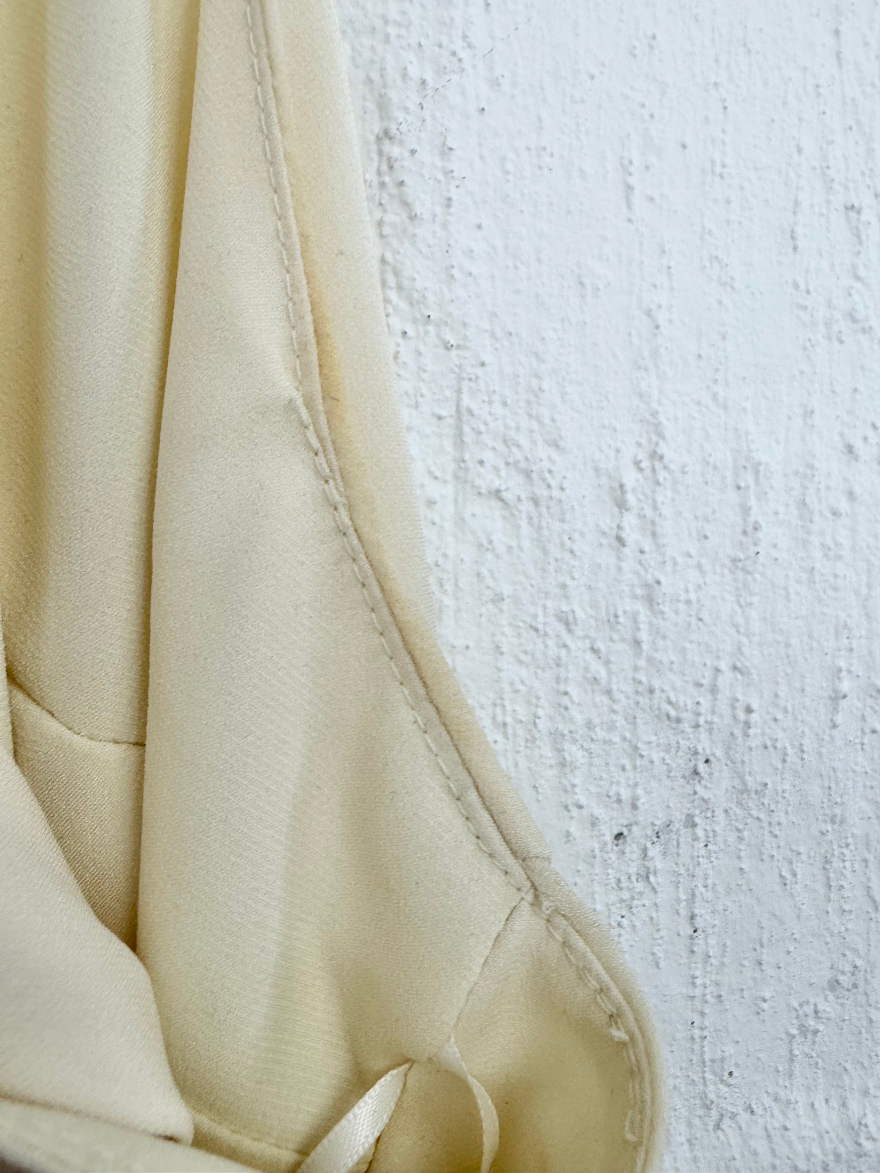 Thurley Cream Silk Cross Back Diamonte Trim Dress - AU10
