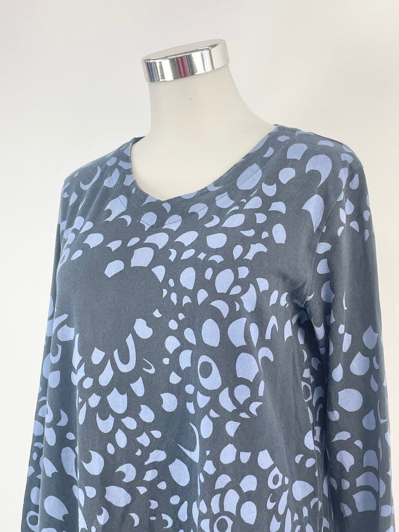 Marimekko Black & Navy Blue 'Lupiini' Dress - AU8