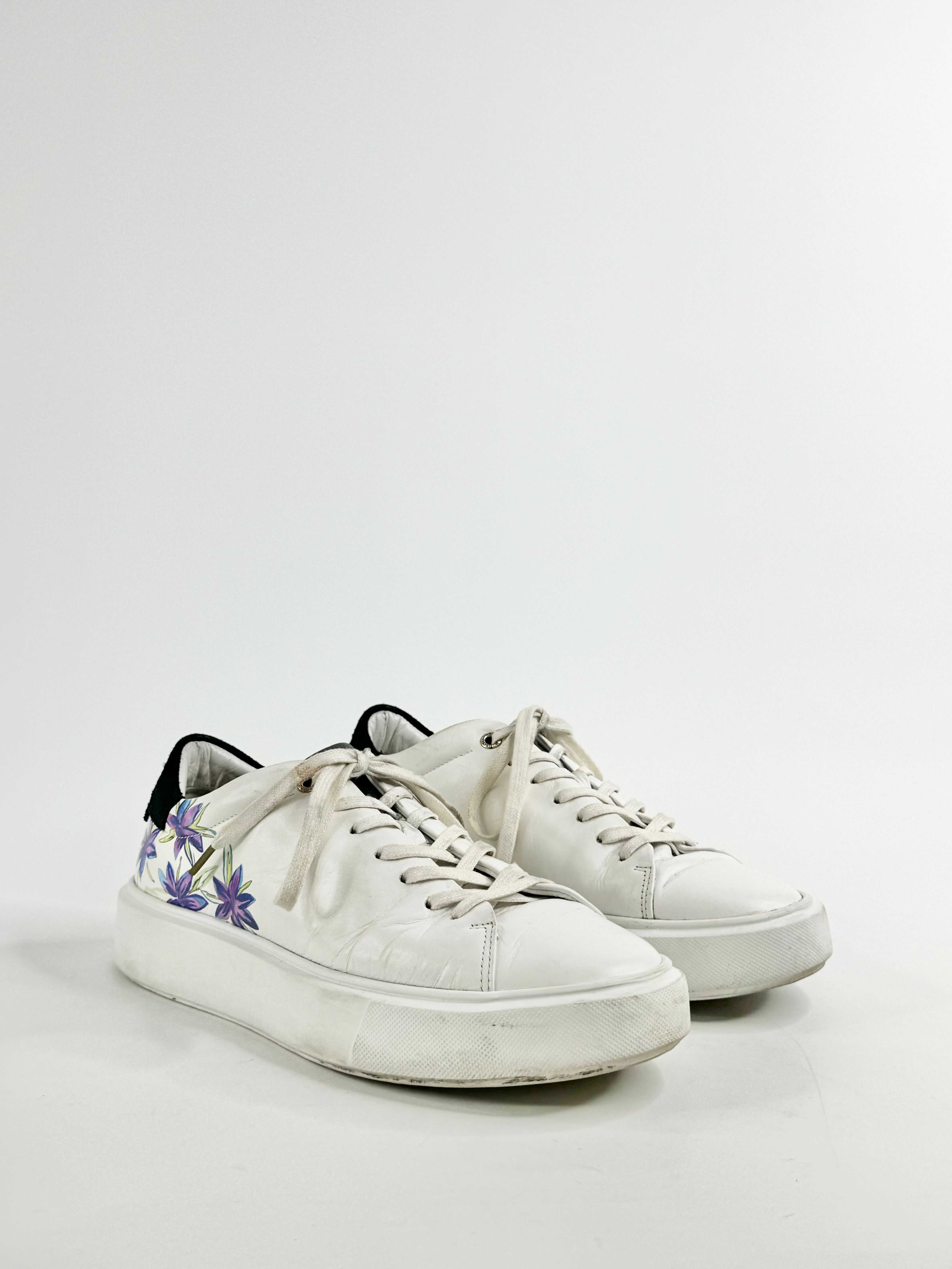 Ted Baker White Floral Painted Lace Ups - EU40