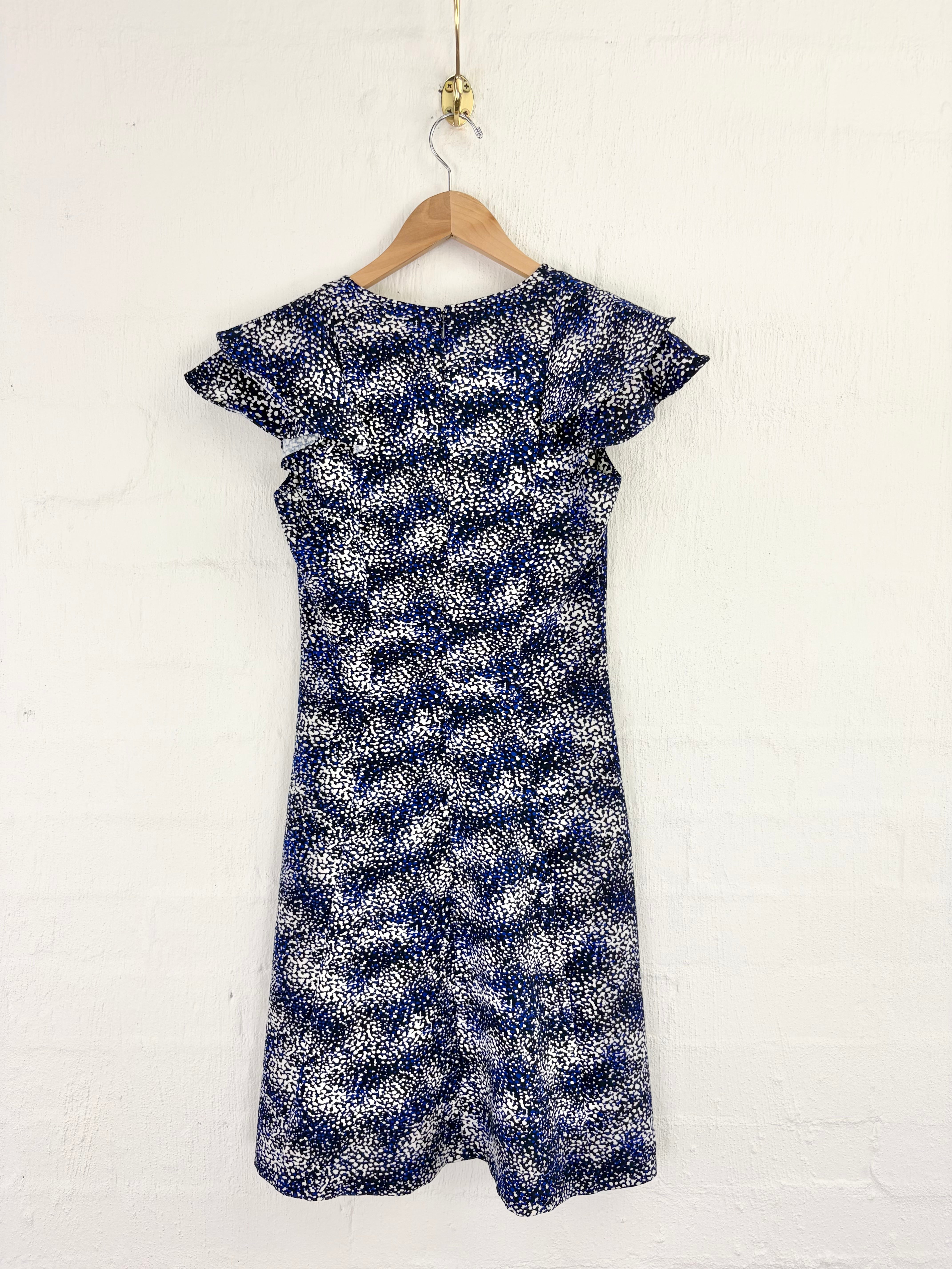 DKNY Deep Blue & White Speckle Patterned Sheath Dress - AU10