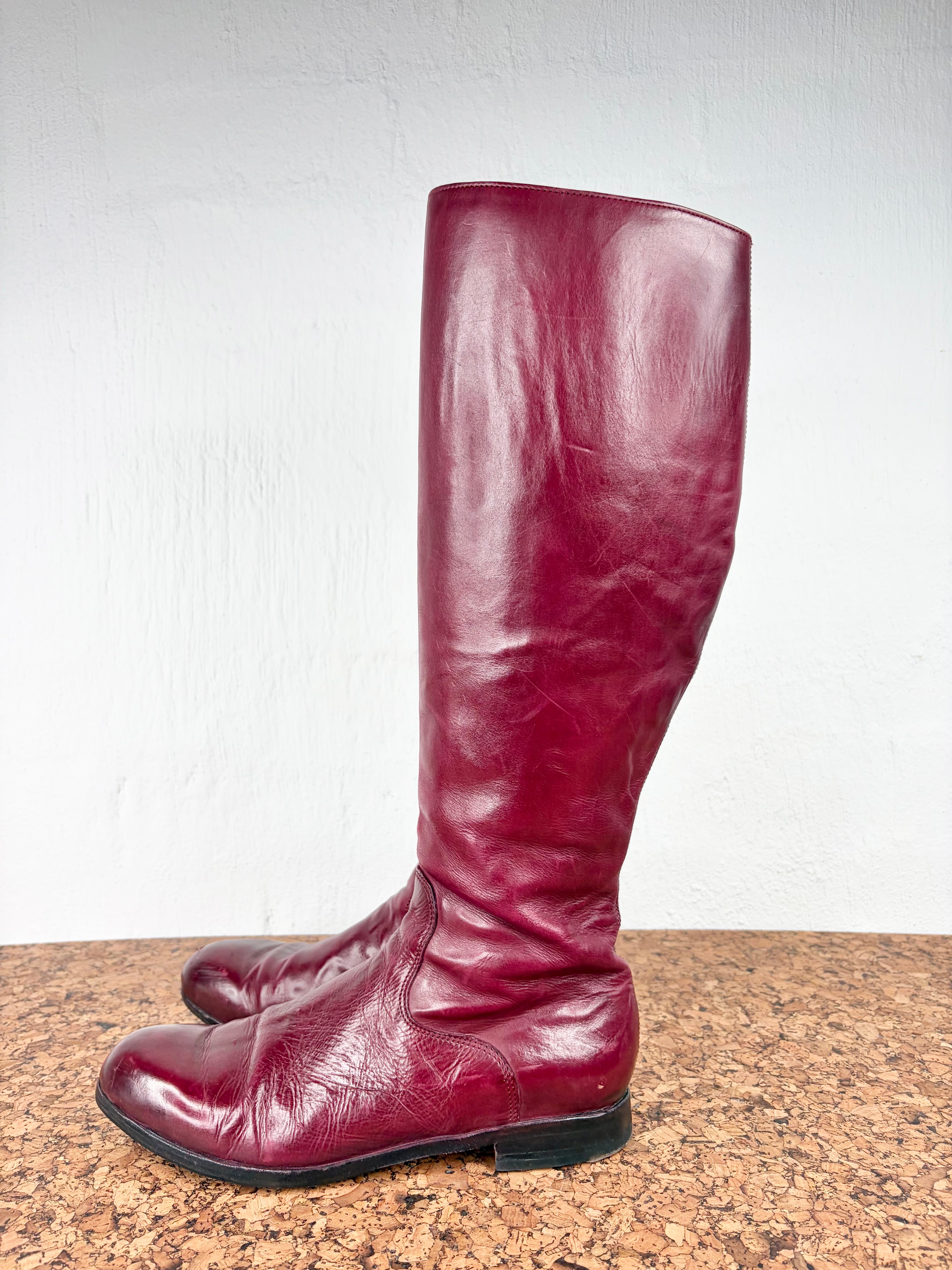 Wootten Burgundy Handcrafted Leather Boots - EU39
