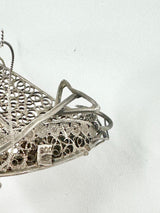 Vintage 900 Silver Handmade Filigree Ship Pendant