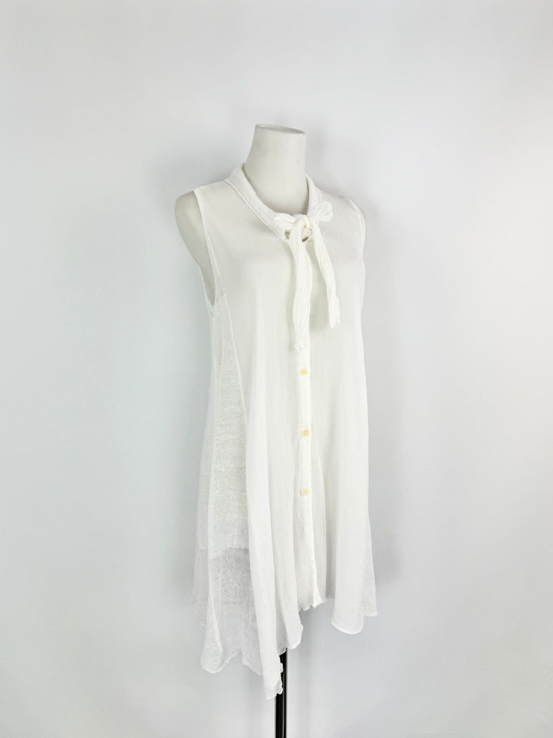 Transist Par Such White Linen Sleeveless Top - AU10/12