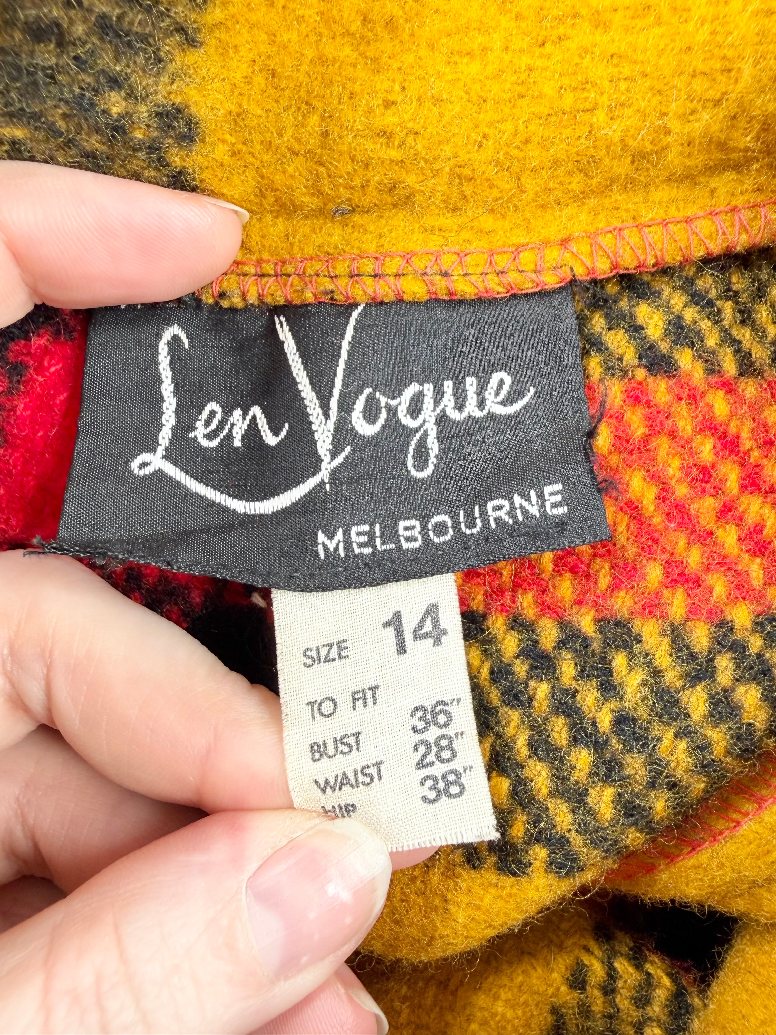 Vintage Len Vogue Orange Gold & Black Plaid Maxi Skirt - AU10/12