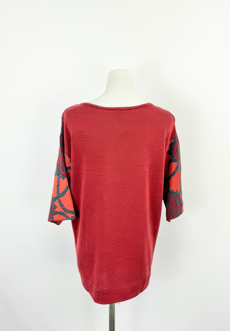 Dries van Noten Red Rose Knitwear Top - AU6/8